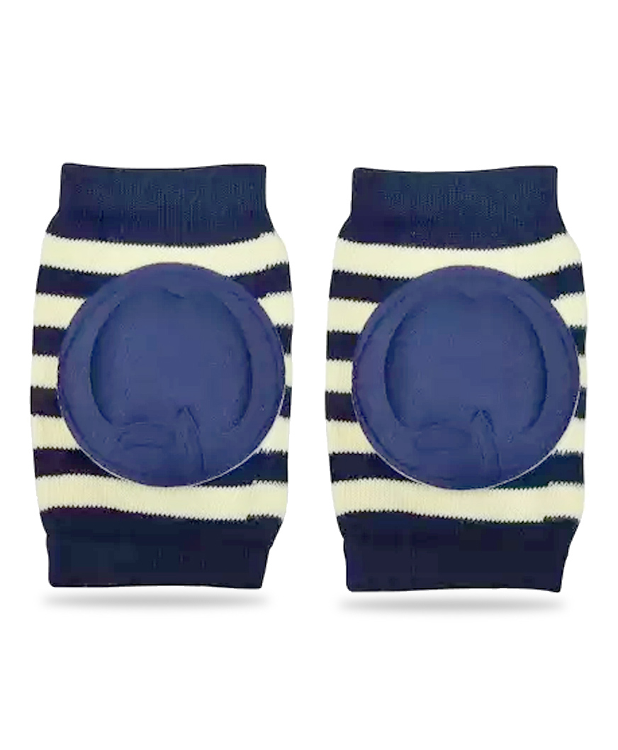 Chinmay Kids Crawling Anti-Slip Padded Stretchable Elastic Cotton Soft Breathable Comfortable Knee & Elbow Cap with Lining Pattern - Blue-picture-23