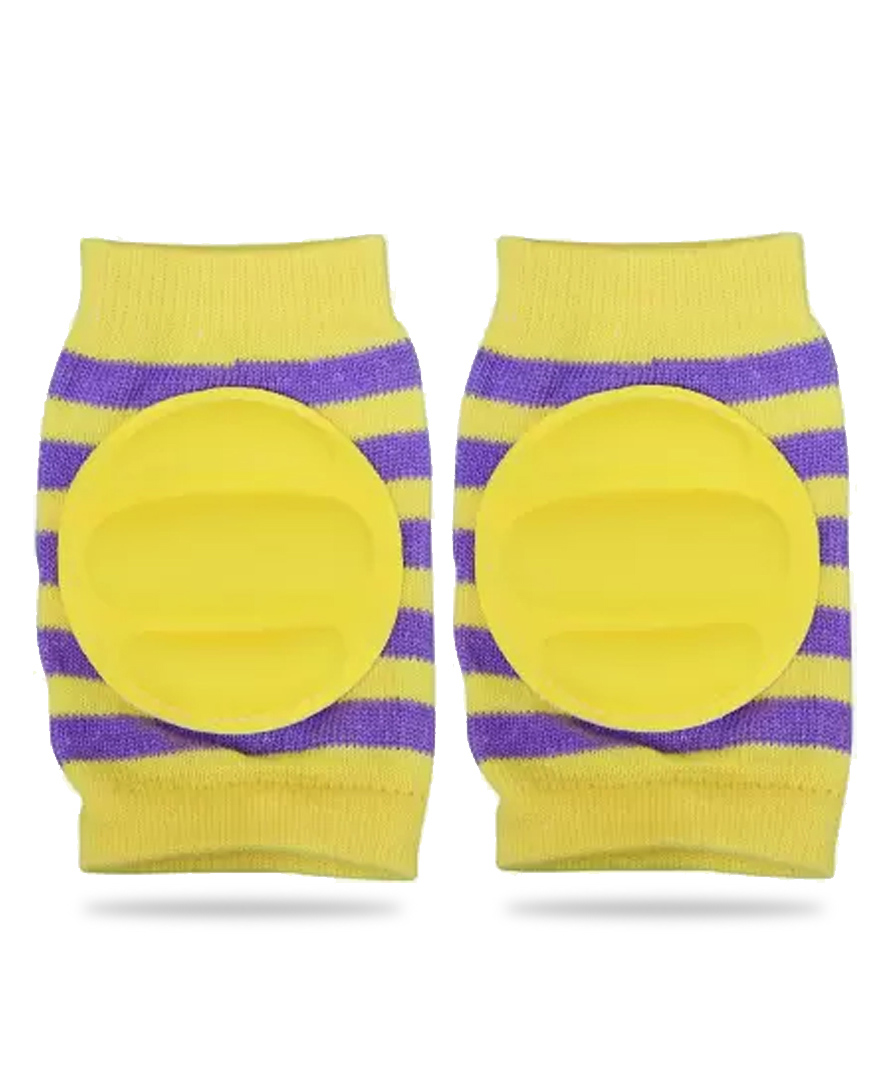 Chinmay Kids Crawling Anti-Slip Padded Stretchable Elastic Cotton Soft Breathable Comfortable Knee & Elbow Cap with Lining Pattern - Yellow-image-8