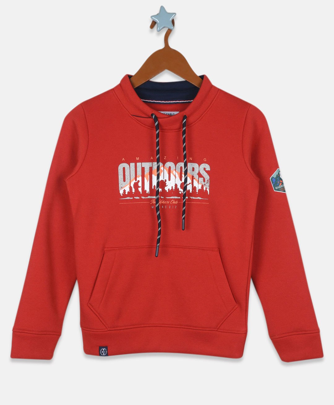 Monte Carlo Full Sleeves Outdoors Text Printed Hooded Sweatshirt - Orange-picture-33