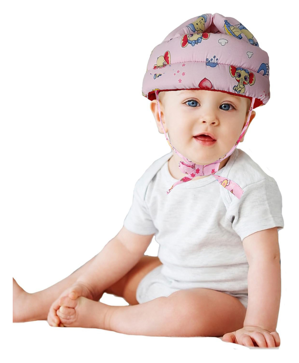 Luvlittle Adjustable Cushioned Baby Safety Helmet Elephant printed  - Pink (Print May Vary)-image-45