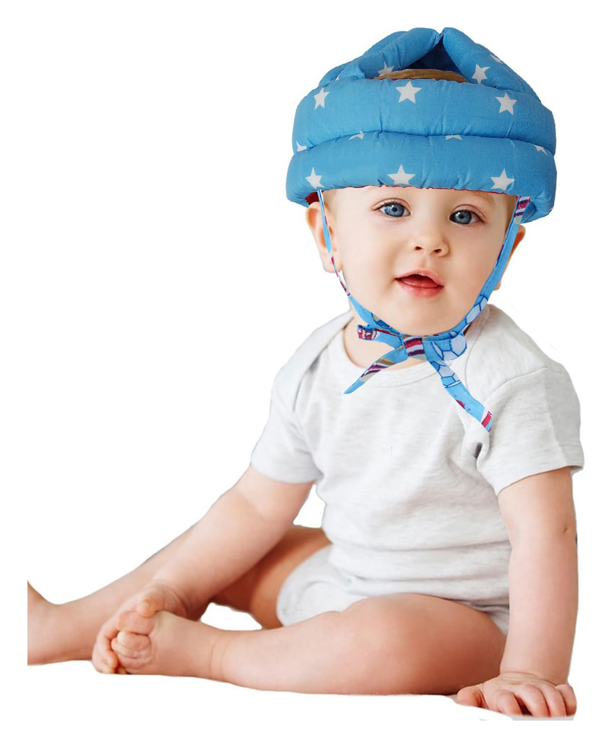 Luvlittle Adjustable Cushioned Baby Safety Helmet Star Printed - Blue (Print May Vary)-image-12