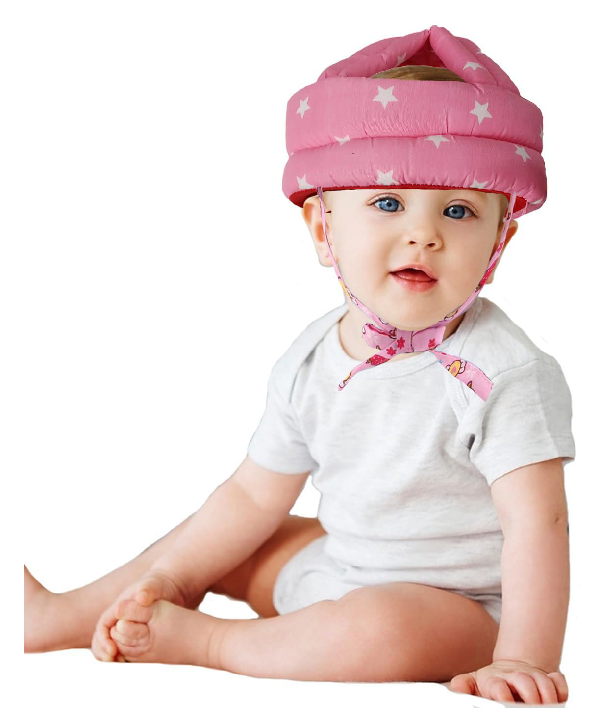 Luvlittle Adjustable Cushioned Baby Safety Helmet Star Printed - Pink (Print May Vary)-image-46