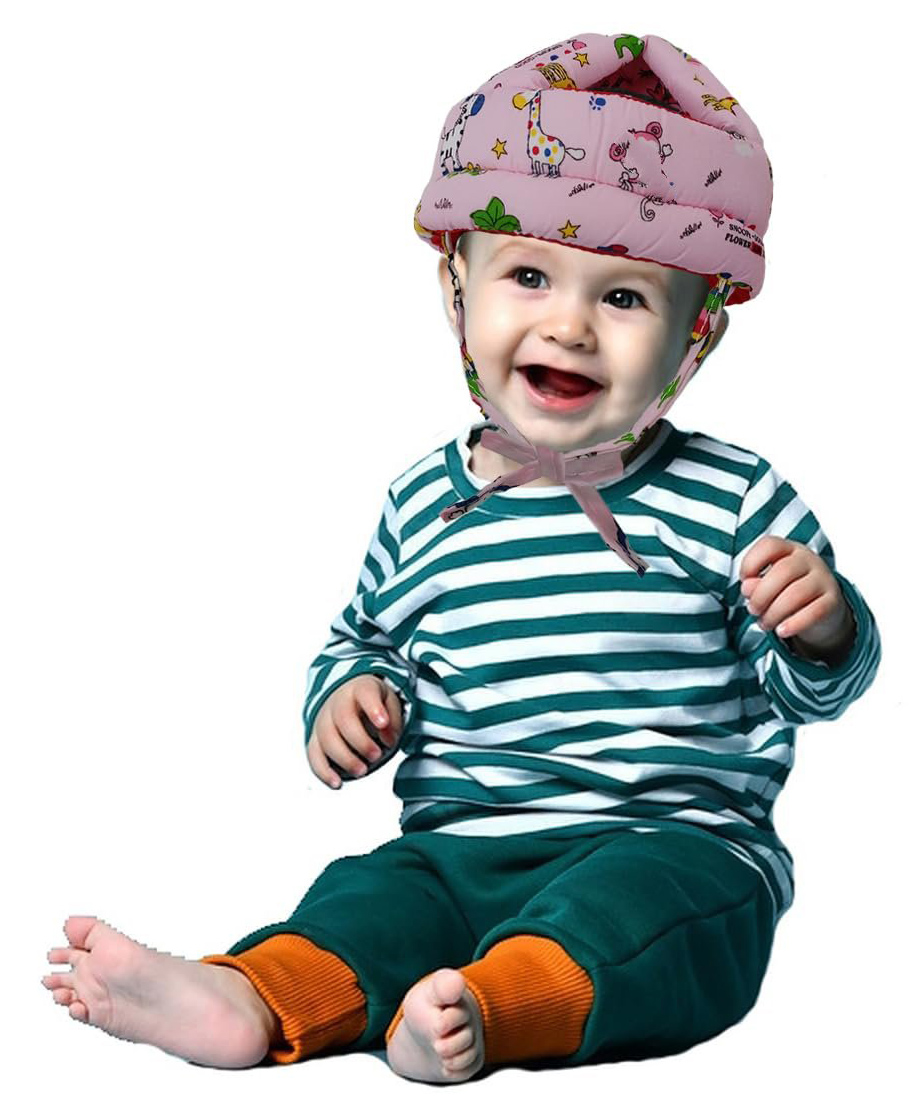 Luvlittle Adjustable Cushioned Baby Safety Helmet Jungle Printed - Pink (Print May Vary)-image-12