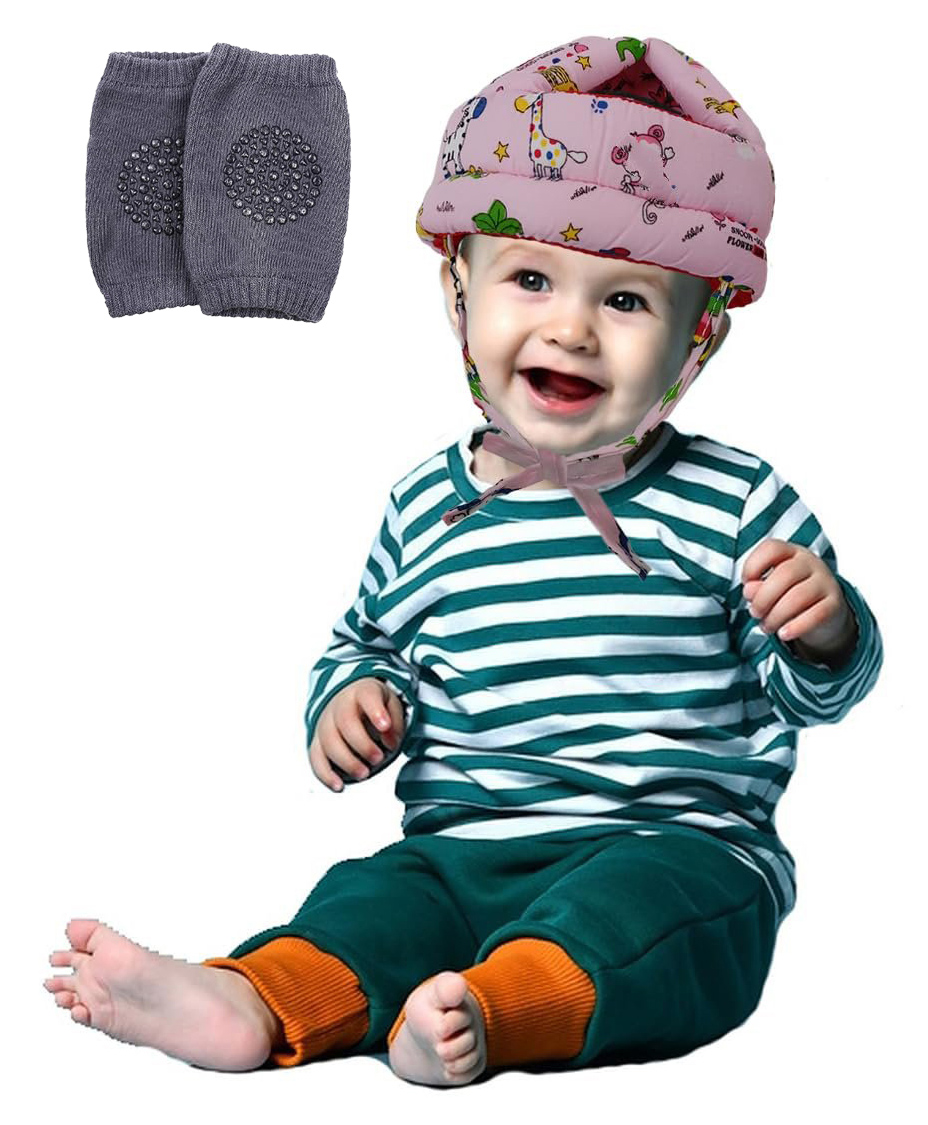 Luvlittle Adjustable Cushioned Baby Safety Helmet with Elbow & Knee Protection Pads (Color and Print May Vary)-picture-18