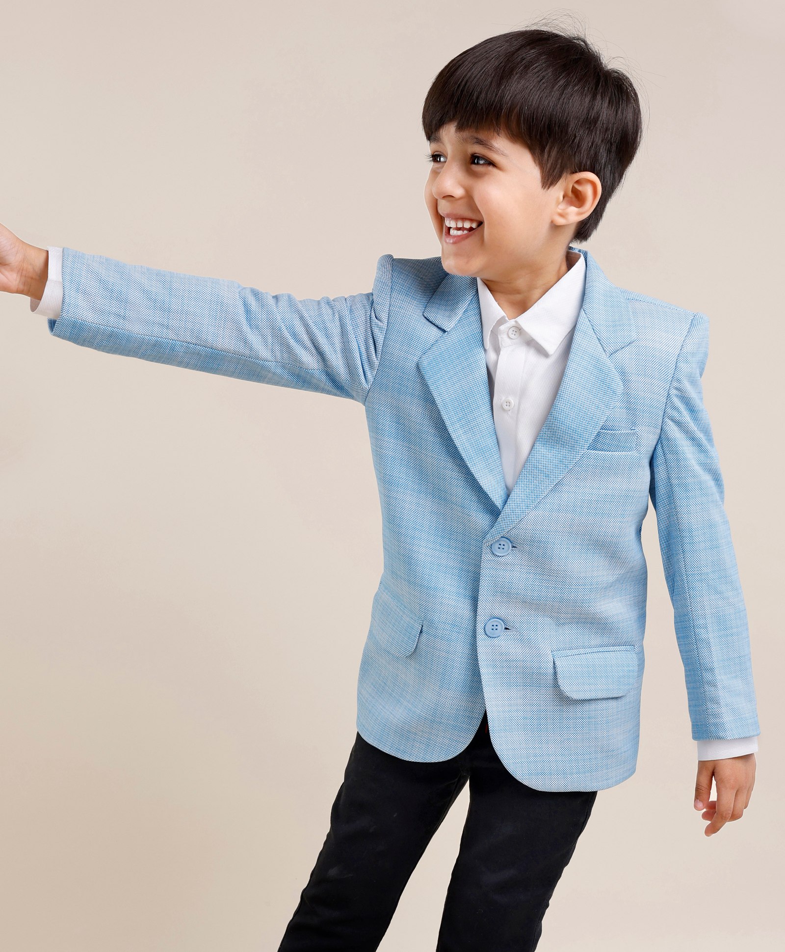 Babyhug Full Sleeves Party Wear Blazer  - Blue-image-4