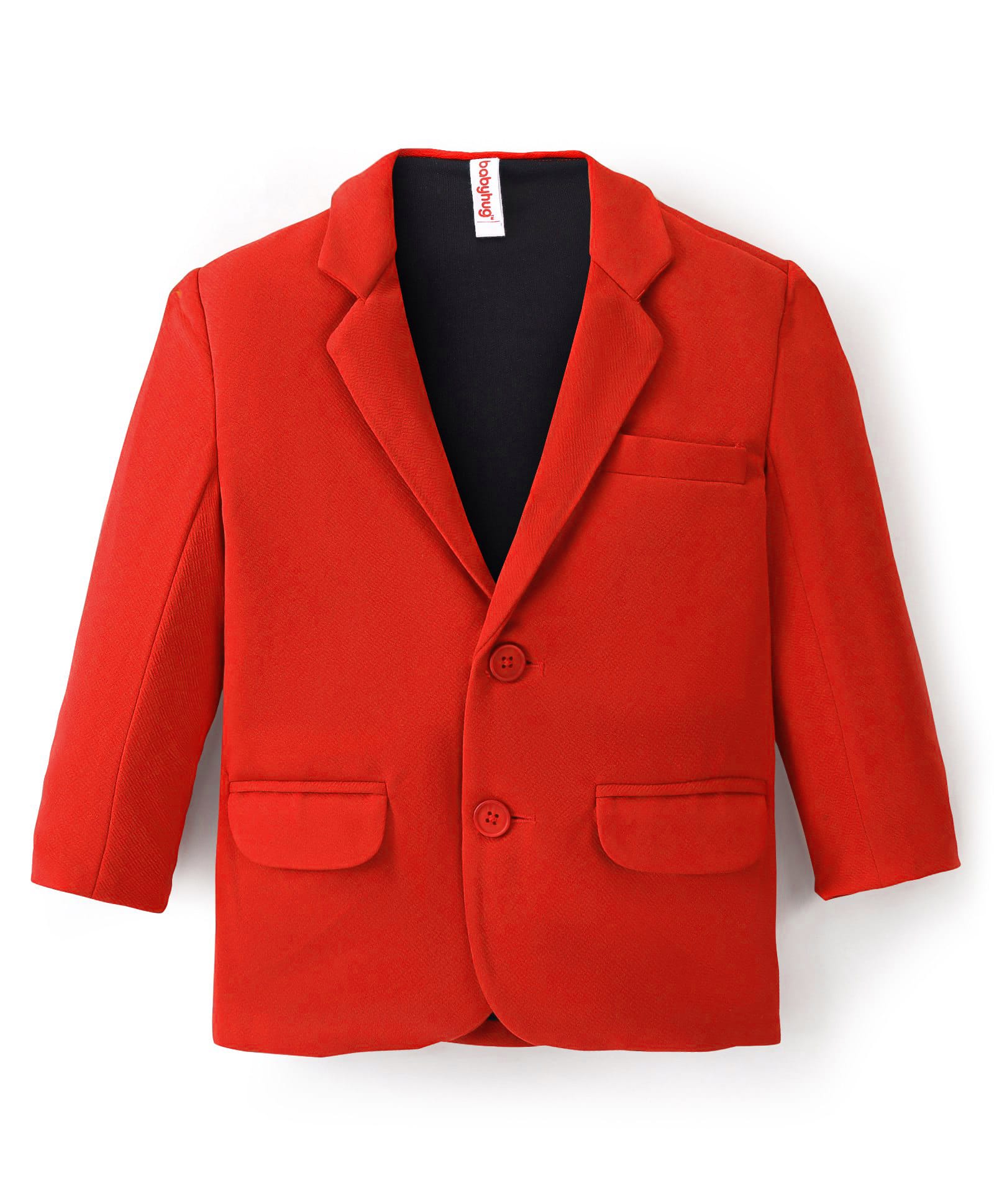 Babyhug Full Sleeves Party Wear Blazer Solid Colour - Red-image-27