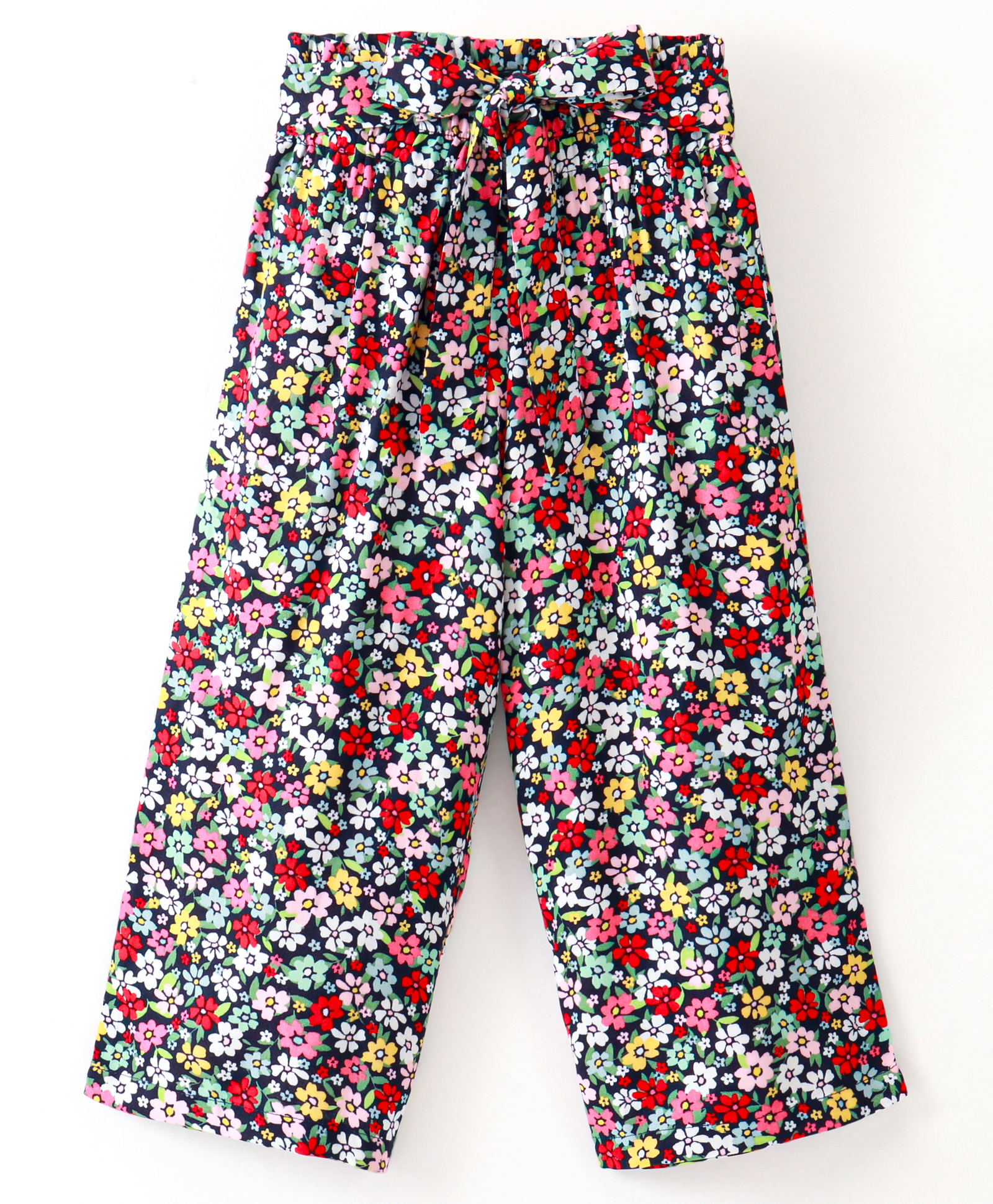 CrayonFlakes Flower  Printed Belt Tie Up  Palazzo - Navy Blue-picture-11