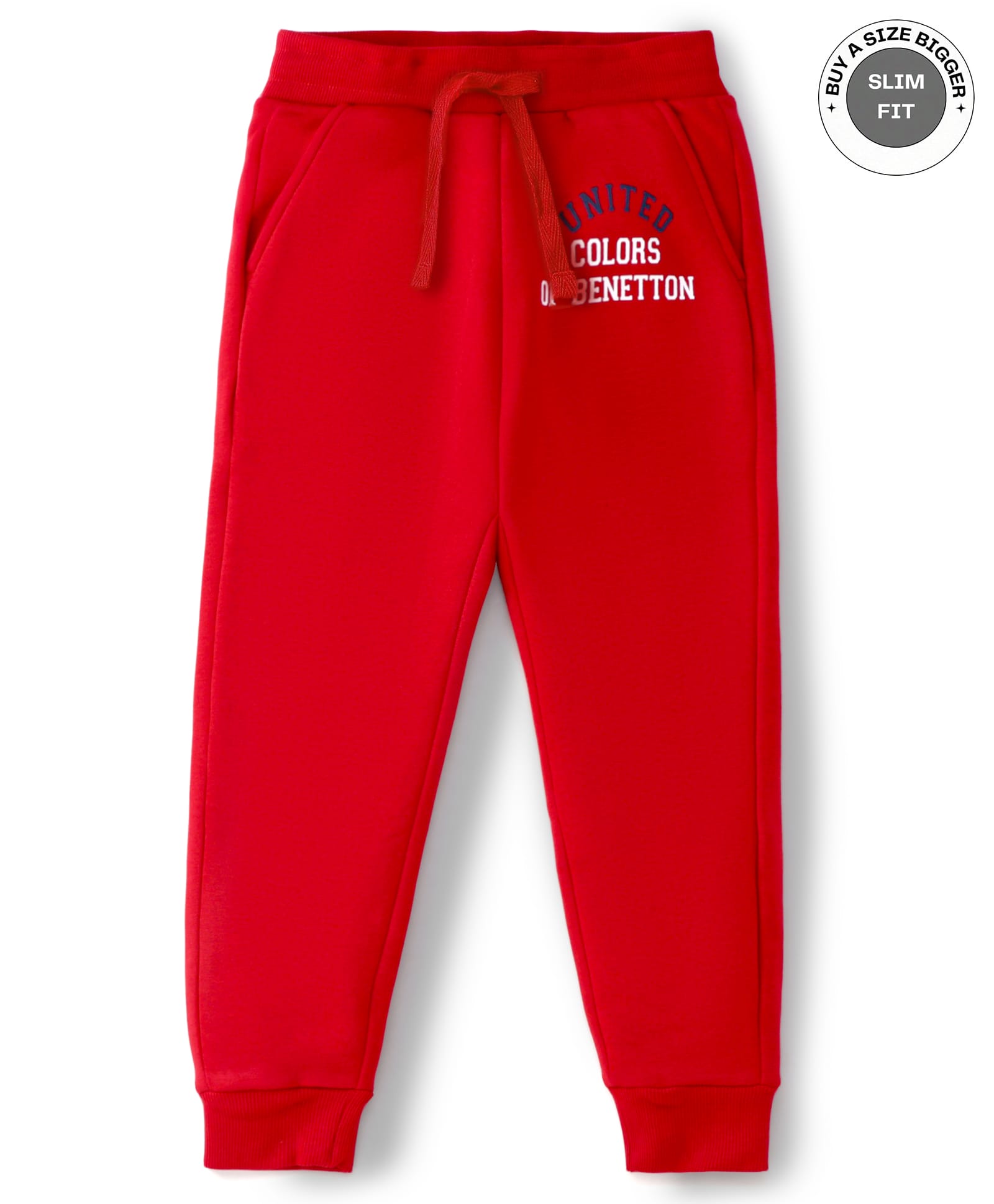 UCB Knit Full Length Lounge Pants Solid Colour Text Print - Red-picture-20