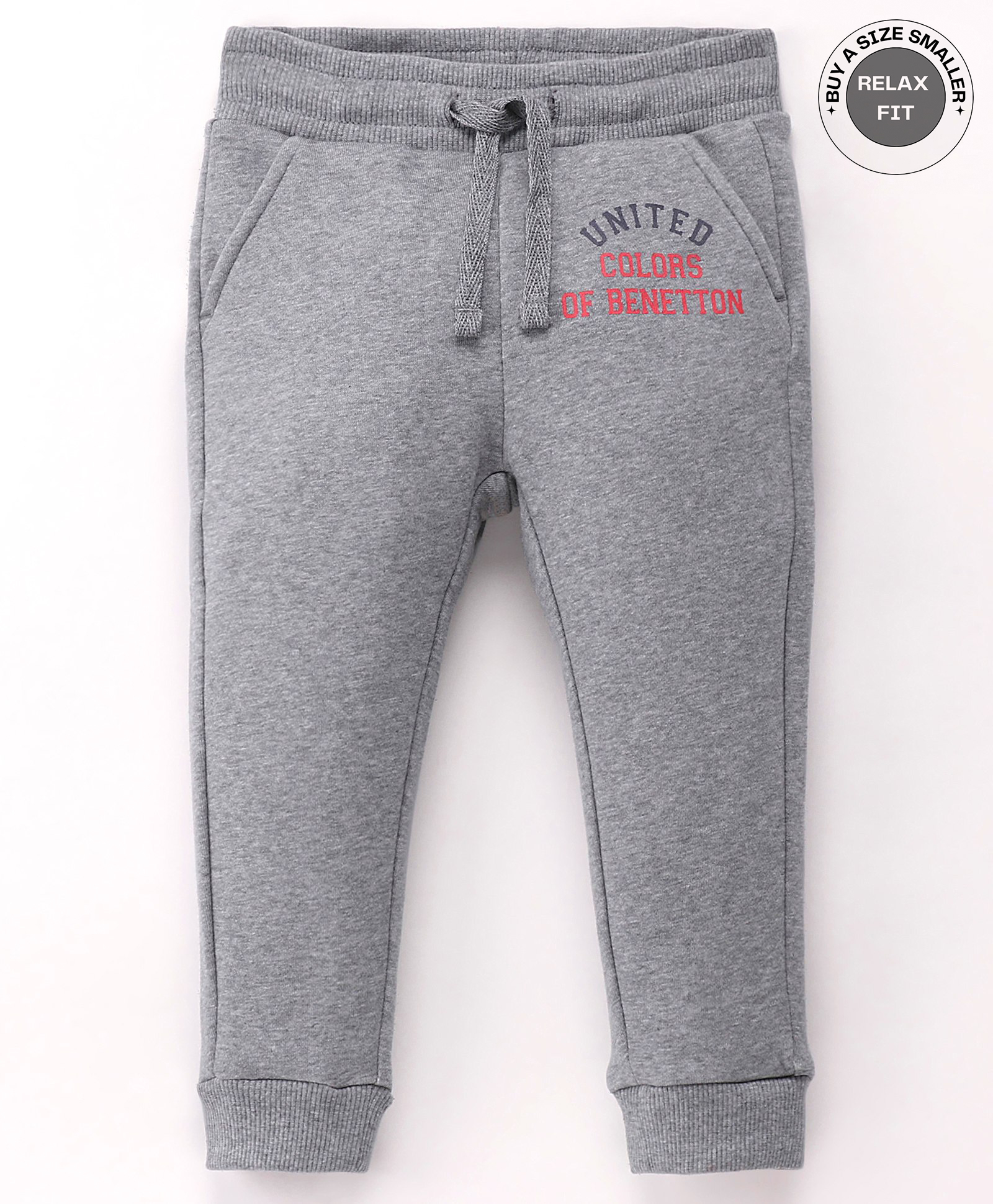 UCB Knit Full Length Lounge Pants Solid Colour Text Print - Grey