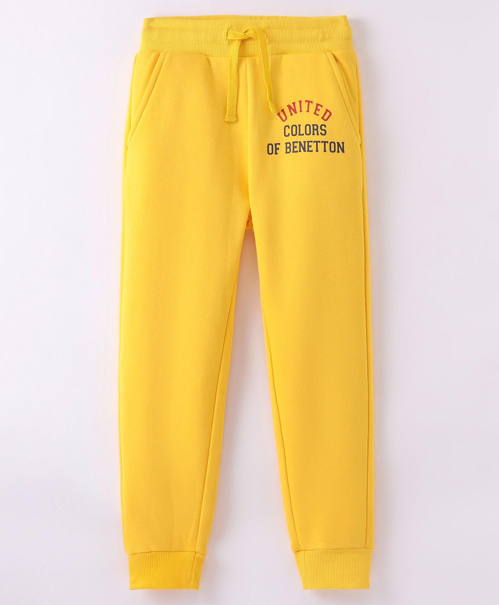 UCB Knit Full Length Lounge Pants Solid Colour Text Print - Yellow-picture-22