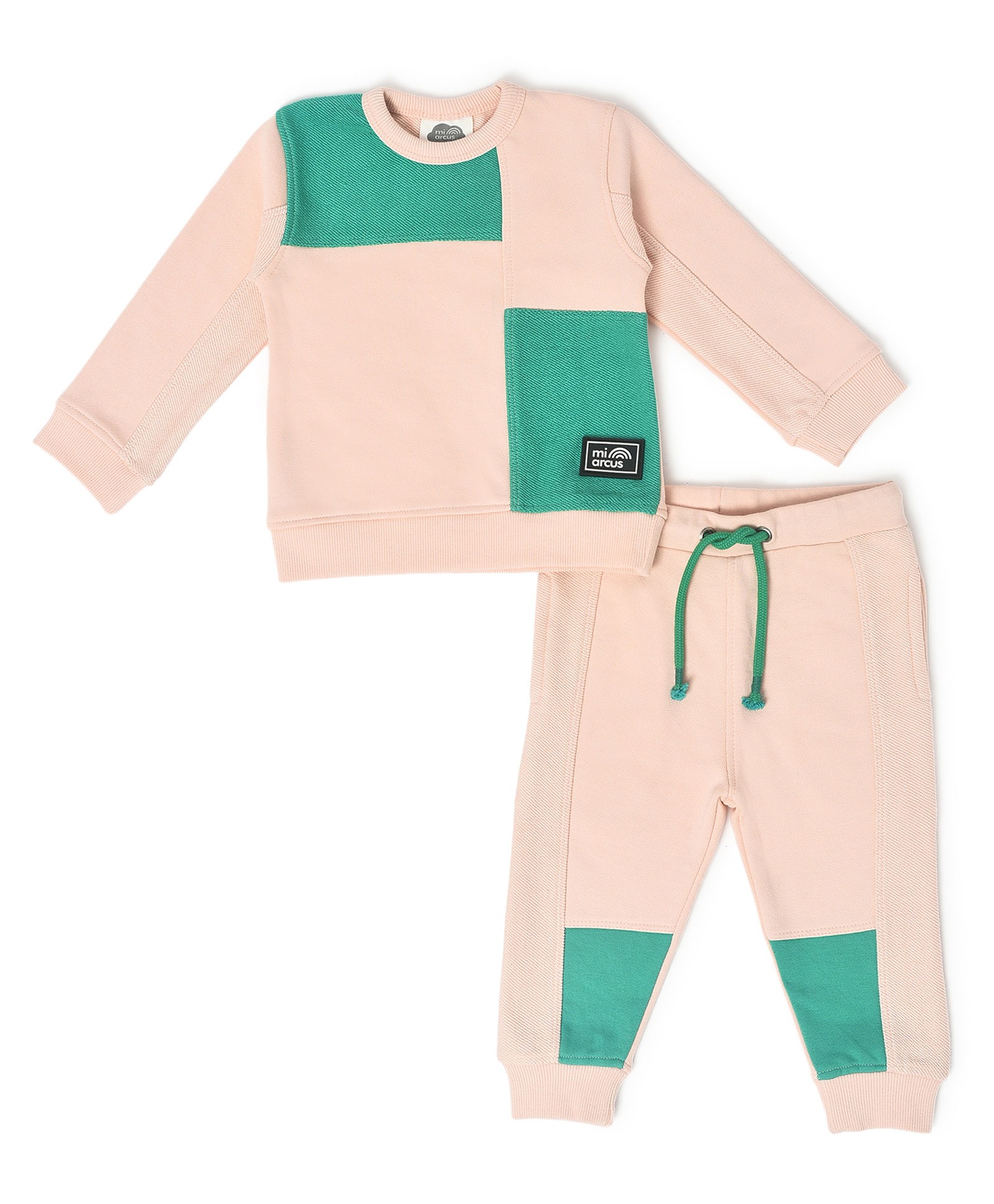 Mi Arcus 100% Cotton Full Sleeves Colour Block Sweatshirt & Pajama Pre Winter Wear  Set - Light Pink-image-41