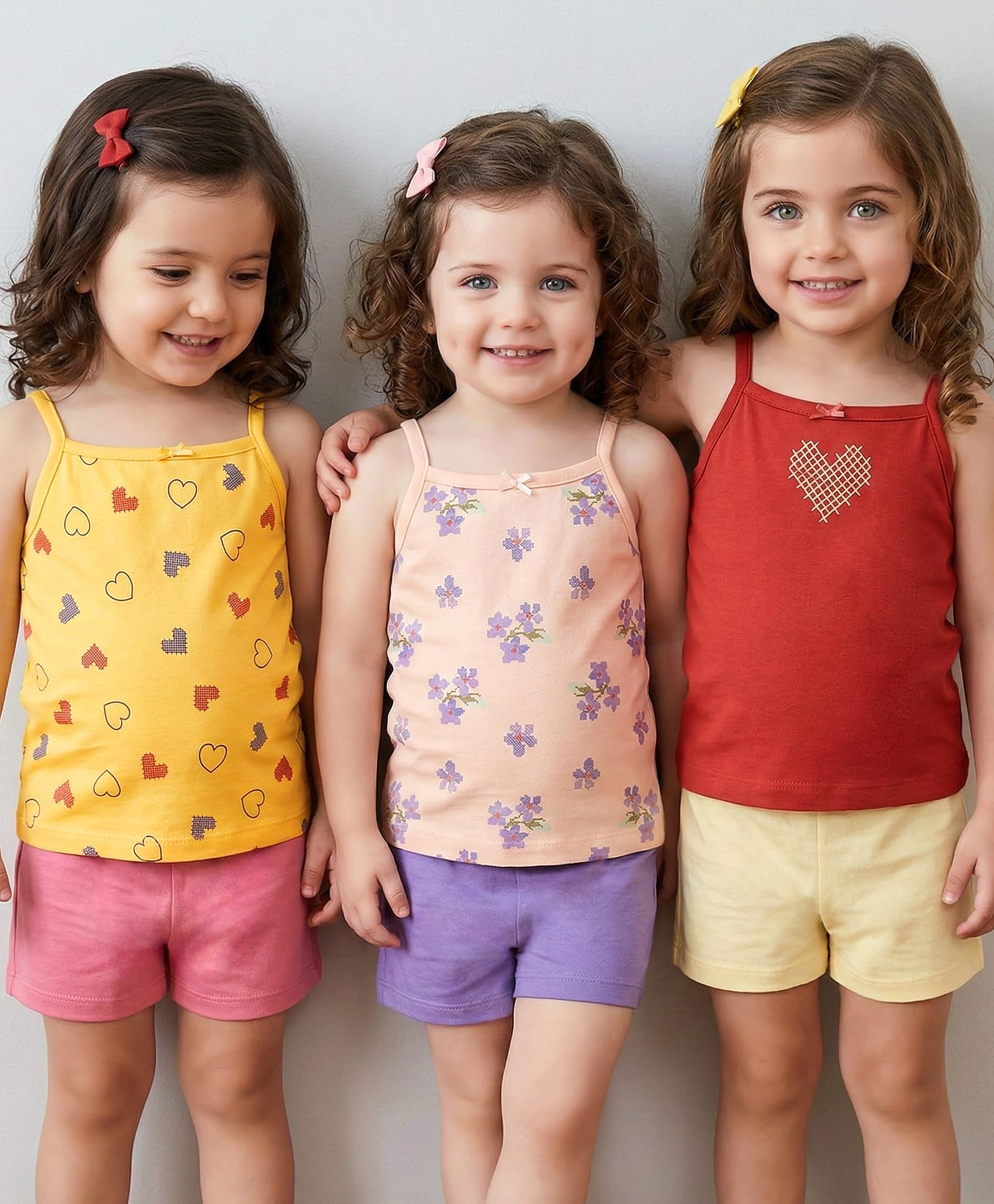 Babyoye Eco Conscious Cotton Sleeveless Slips Floral Print Pack of 3 - Red & Yellow-image-32