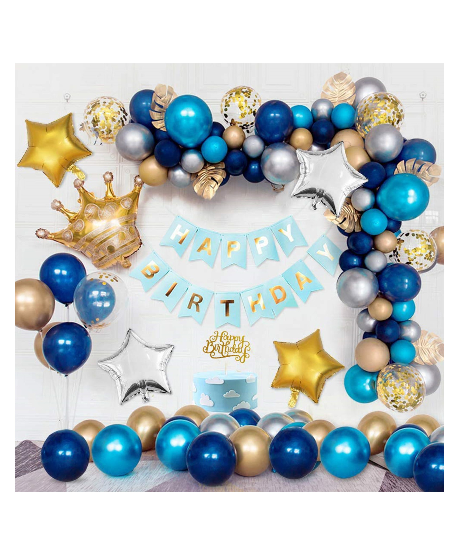 Bubble Trouble  Blue Happy Birthday Decoration Combo - 59 Pieces-image-23