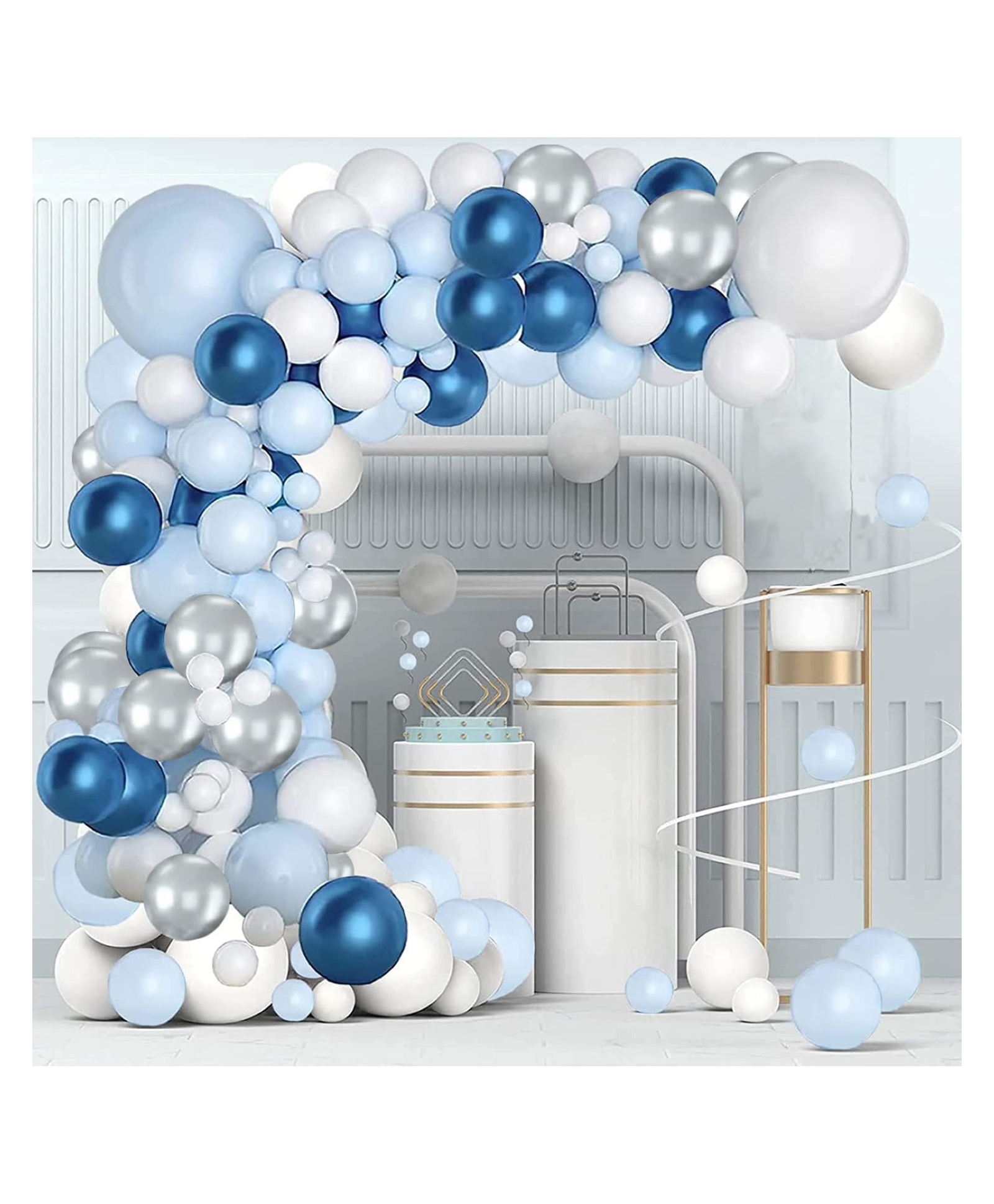 Bubble Trouble Frozen Theme First Birthday Decoration Items Blue & White  - 85 Pcs Combo-image-6