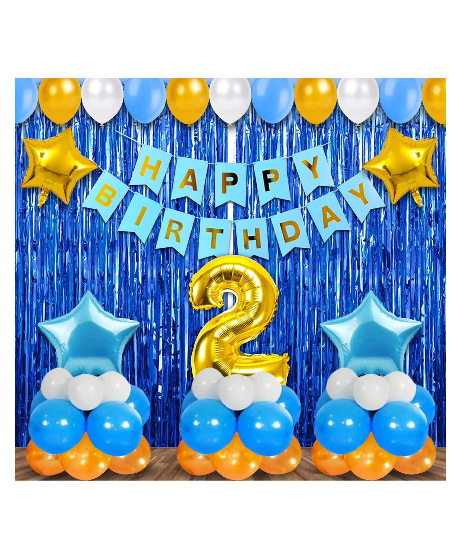 Bubble Trouble  Foil Paper Cardstock Rubber 2nd Birthday Decoration Items for Boys Blue - 38 pcs-image-34
