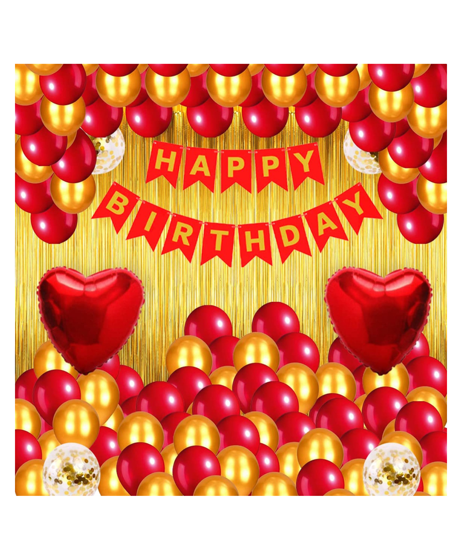 Bubble Trouble Happy Birthday Decoration Combo of 5 Items Birthday Party Decoration Red & Gold Theme Pack of 33 Pcs Material Rubber & Foil-image-22