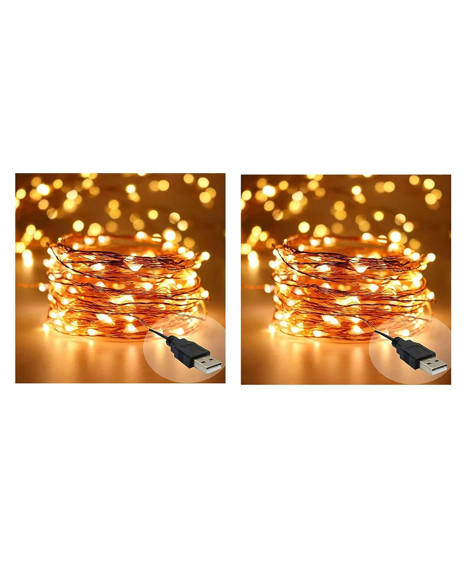 Bubble Trouble  5M Copper Fairy String Lights with USB Powered Led Light  -Pack of 2-image-0