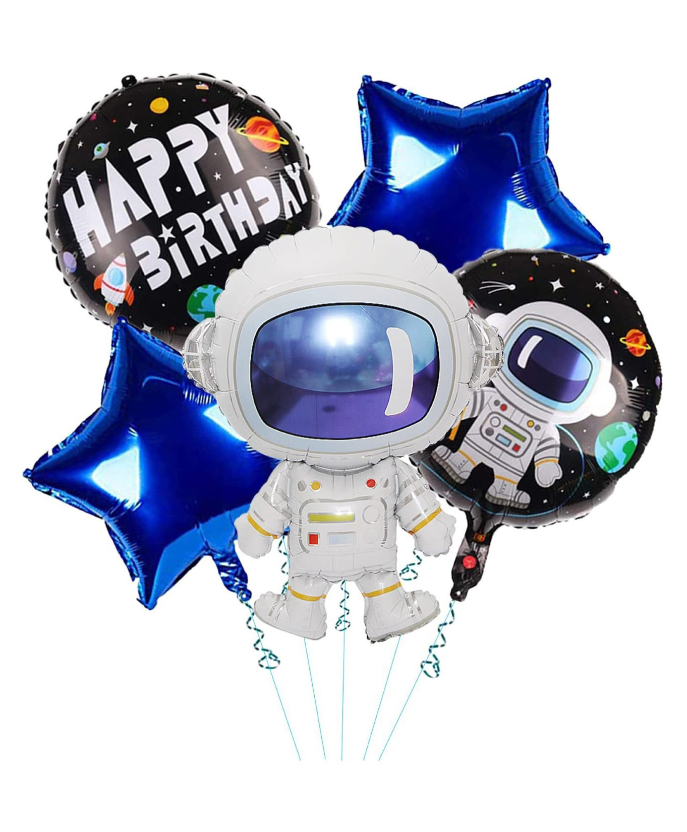 Bubble Trouble Astronaut & Space balloon Theme Birthday Foil Balloons Multicolour - Pack of 5-image-28