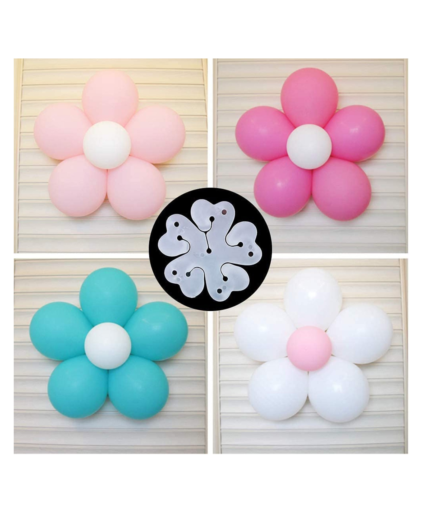 Bubble Trouble  Reusable Flower Shape Balloon Clips Holders Sticker for Kids Pack of 15 - White-image-30