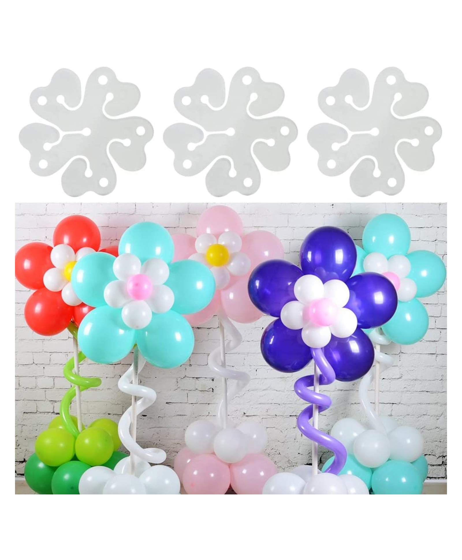 Bubble Trouble Reusable Flower Shape Balloon Clips Holders Sticker for Kids Pack of 20 - White-image-19