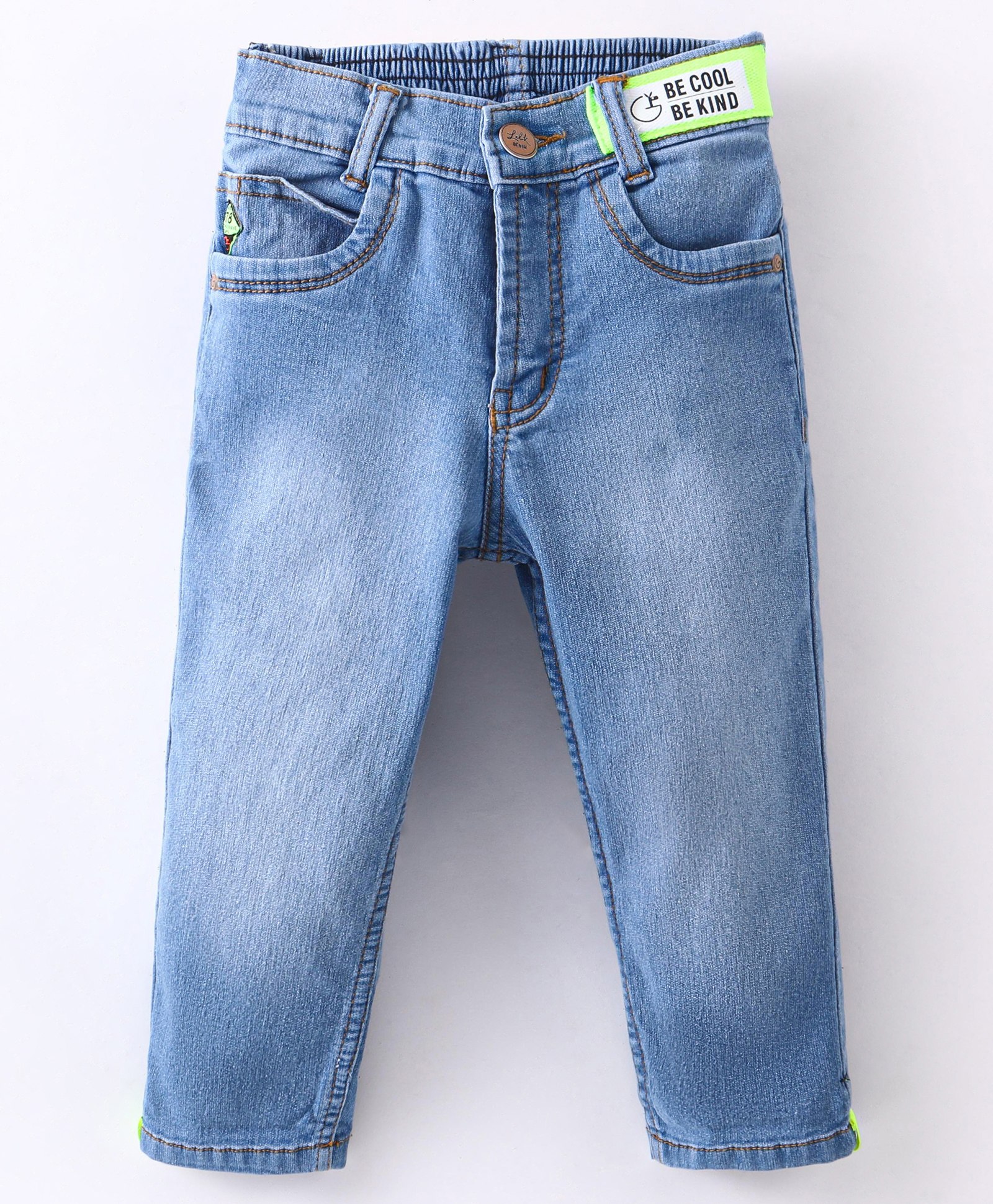 Little Kangaroos Cotton Full Length Straight Fit Washed Denim Jeans - Light Blue-picture-14