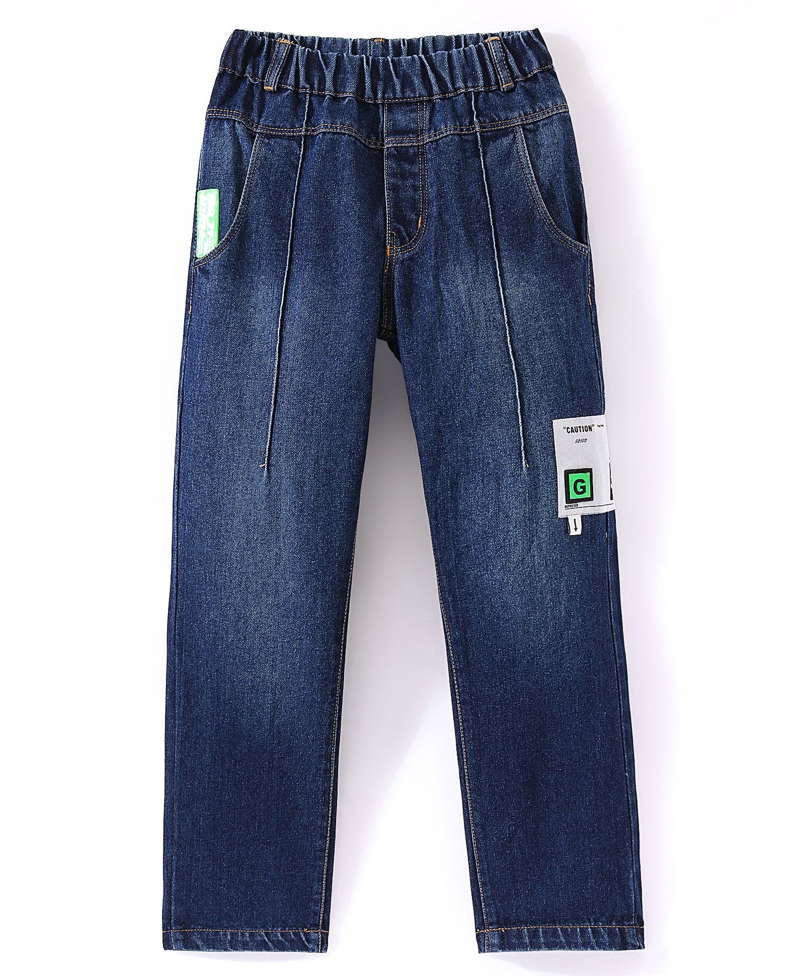 Little Kangaroos 100% Cotton Full Length Baggy Fit Jeans with Applique - Dark Blue-picture-21