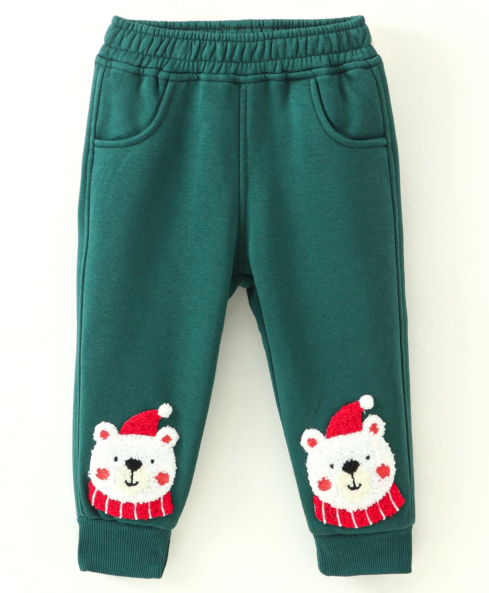 Little Kangaroos Full Length Fleece & Wollen Pant with Bear Applique - British Green-picture-38