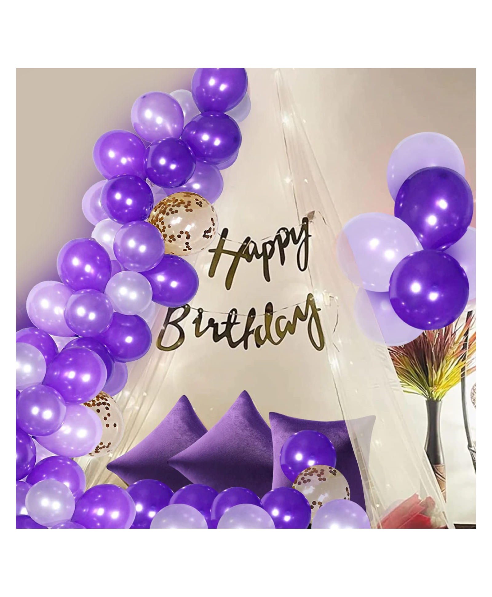 Bubble Trouble Purple Balloons for Birthday Decoration 26Pcs Canopy Tent For Decoration Purple Birthday Decoration Items-image-5