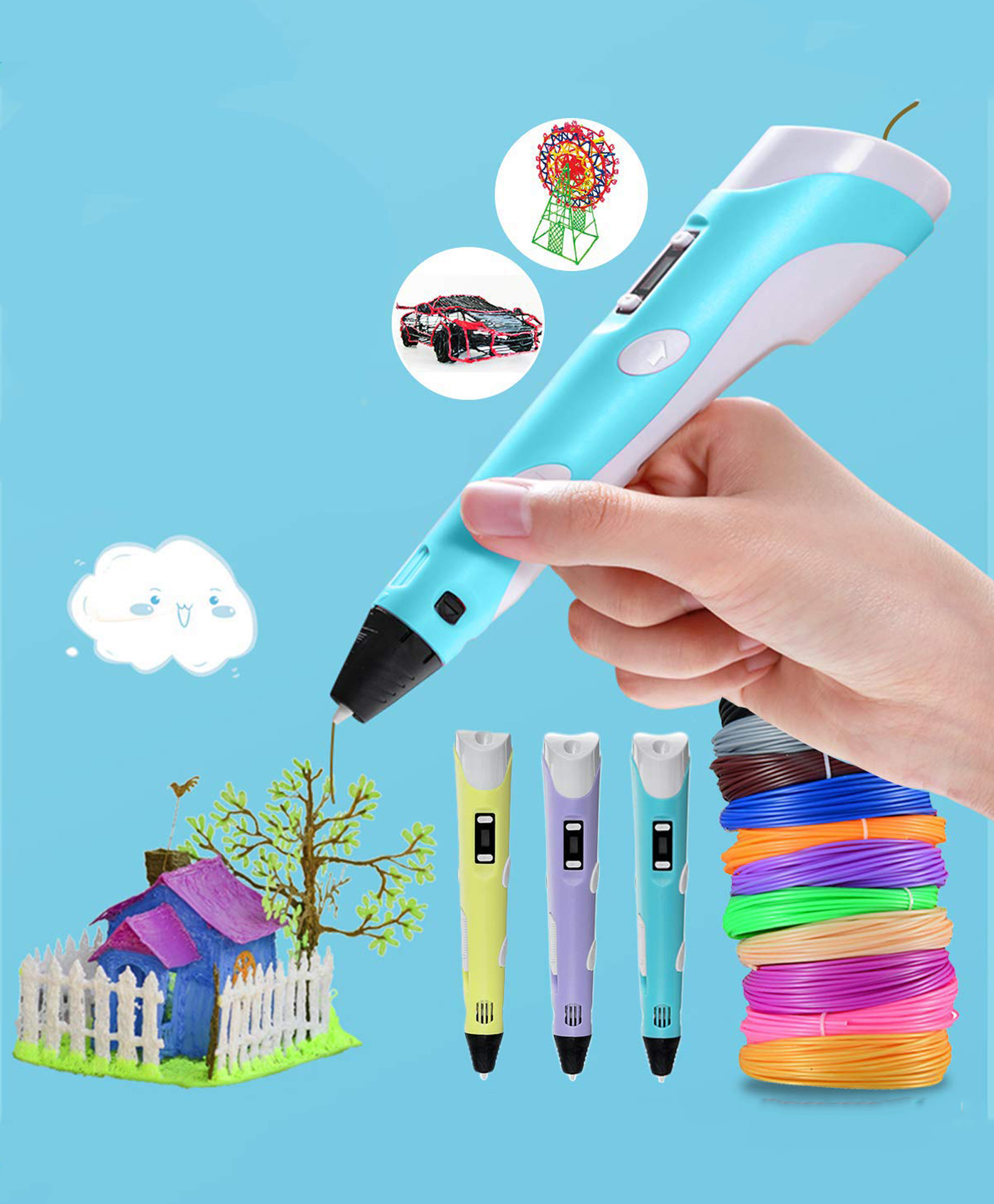 Zyamalox Kids 3D Pen in Learning Toy with ABS Filament for Learning and Education Modeling Creativity (Assorted colour)-image-48