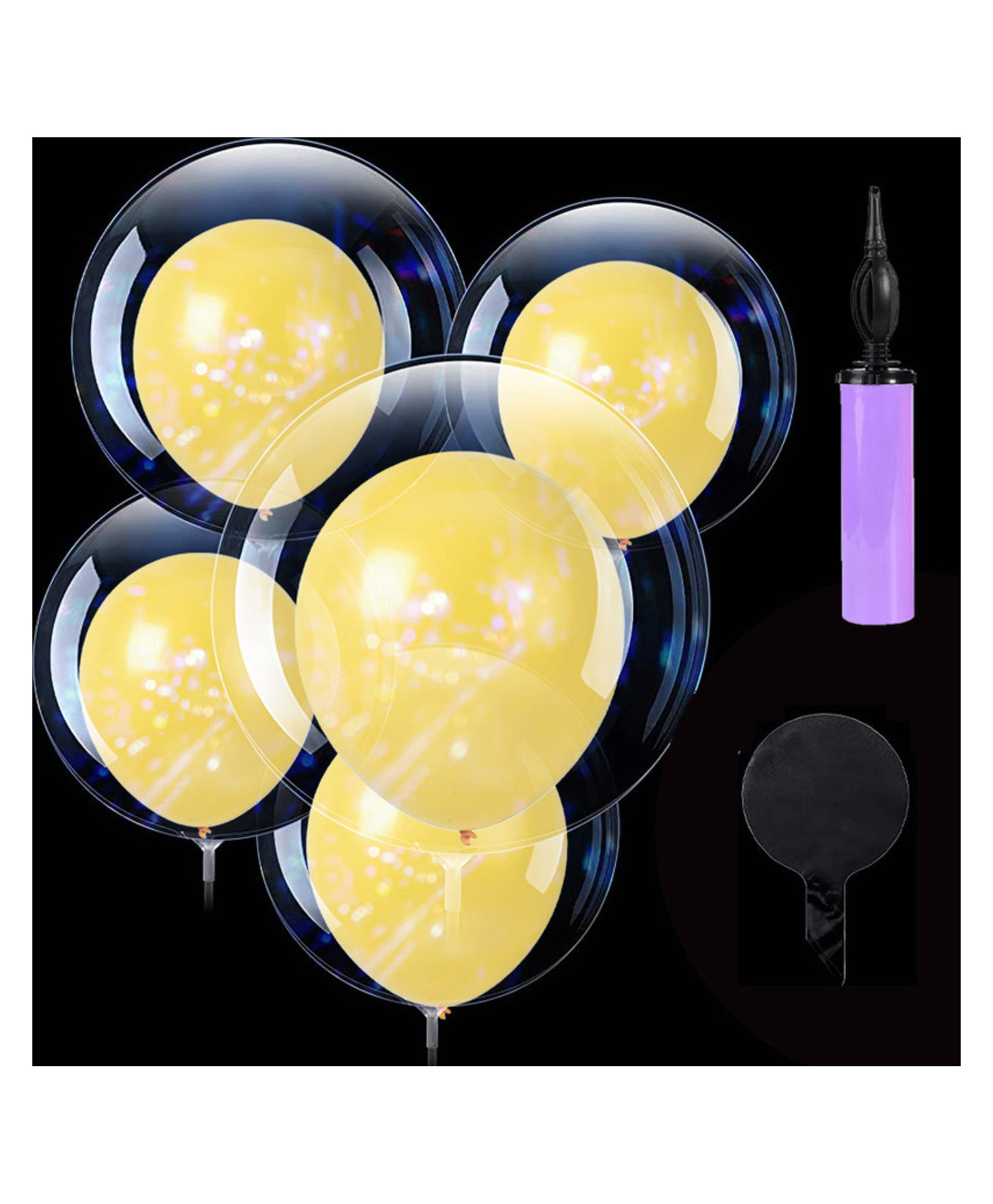 Bubble Trouble Transparent Bobo Balloons Birthday Wedding Anniversary Indoor Outdoor Deor items Yellow latex Balloon Decoration Family Reunion Party Supplies Items Pack of 21-image-49