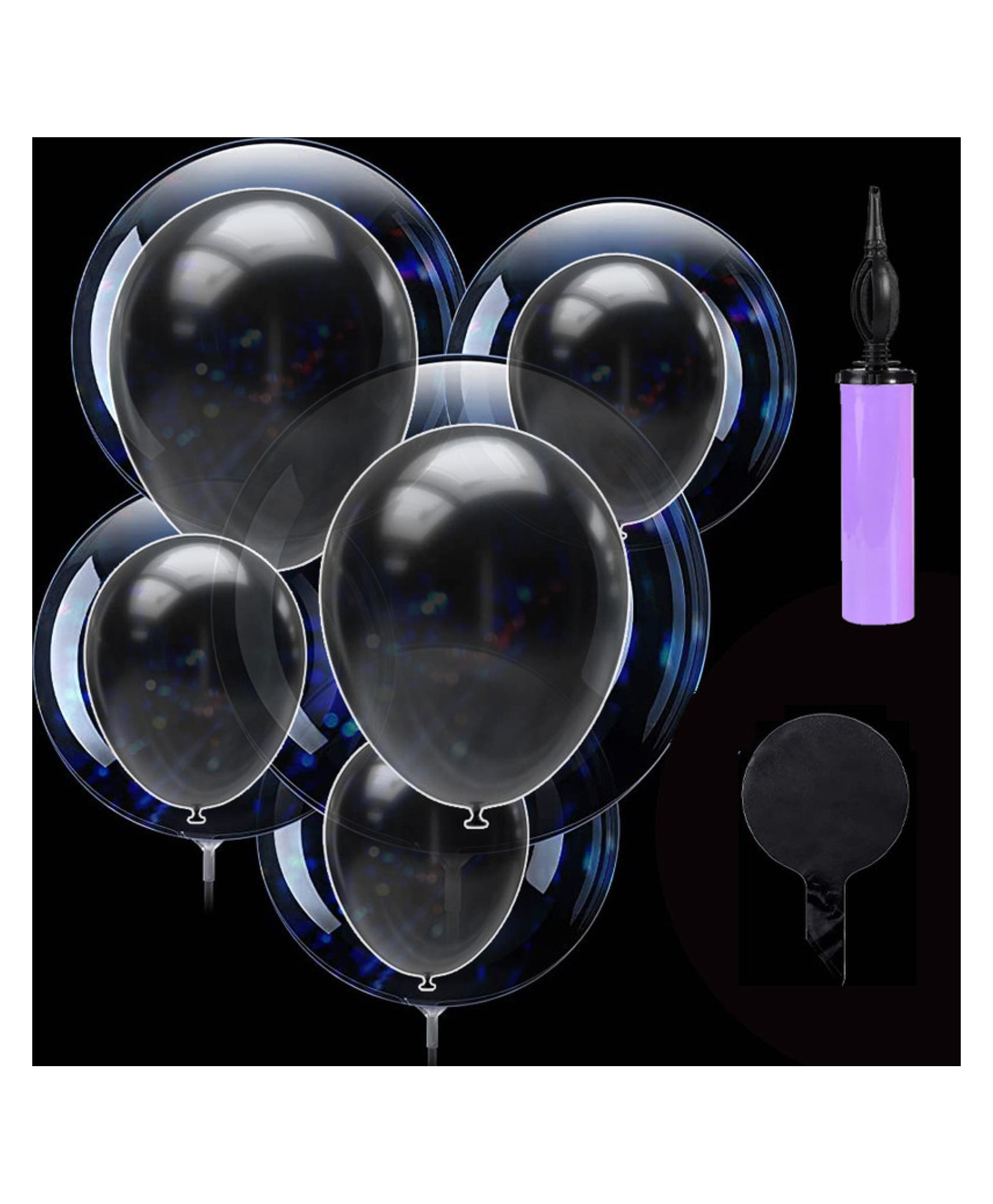 Bubble Trouble Transparent Bobo Balloons Birthday Wedding Anniversary Indoor Outdoor Deor items Black latex Balloon Decoration Family Reunion Party Supplies Items Pack of 21-picture-15