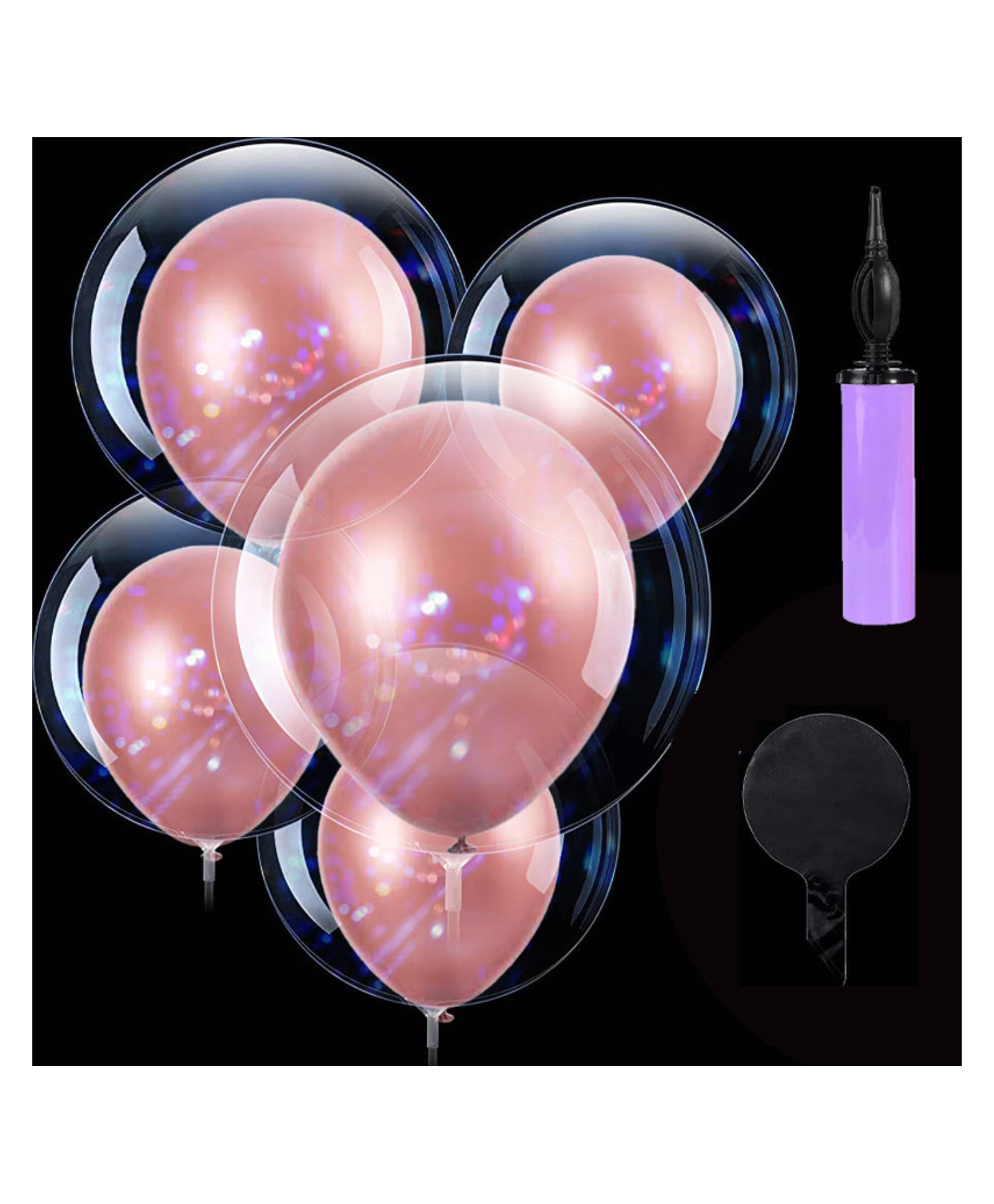 Bubble Trouble Transparent Bobo Balloons Birthday Wedding Anniversary Indoor Outdoor Deor items Rose Gold latex Balloon Decoration Family Reunion Party Supplies Items Pack of 11-image-33
