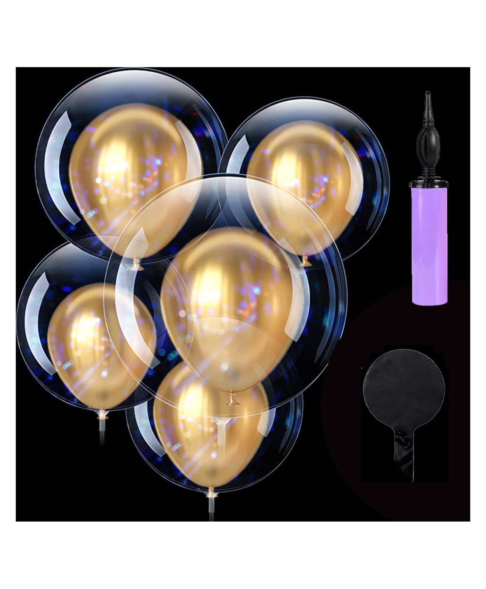 Bubble Trouble Transparent Bobo Balloons Combo for Birthday Wedding Anniversary Indoor Outdoor Gold latex Balloon Decoration Family Reunion Party Supplies Items Pack of 21-picture-12