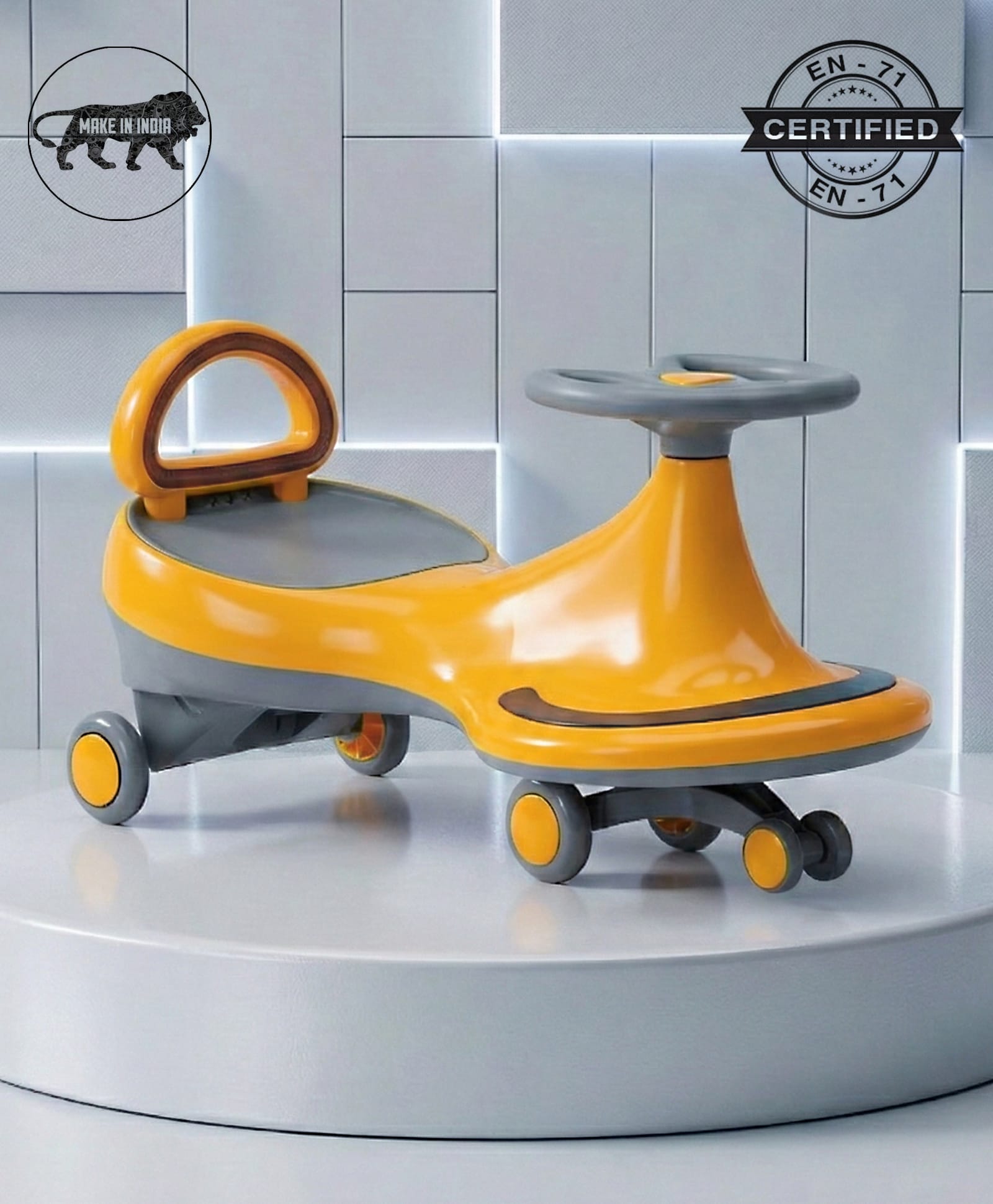 Babyhug Orbit Swing Car with Light & Music - Yellow