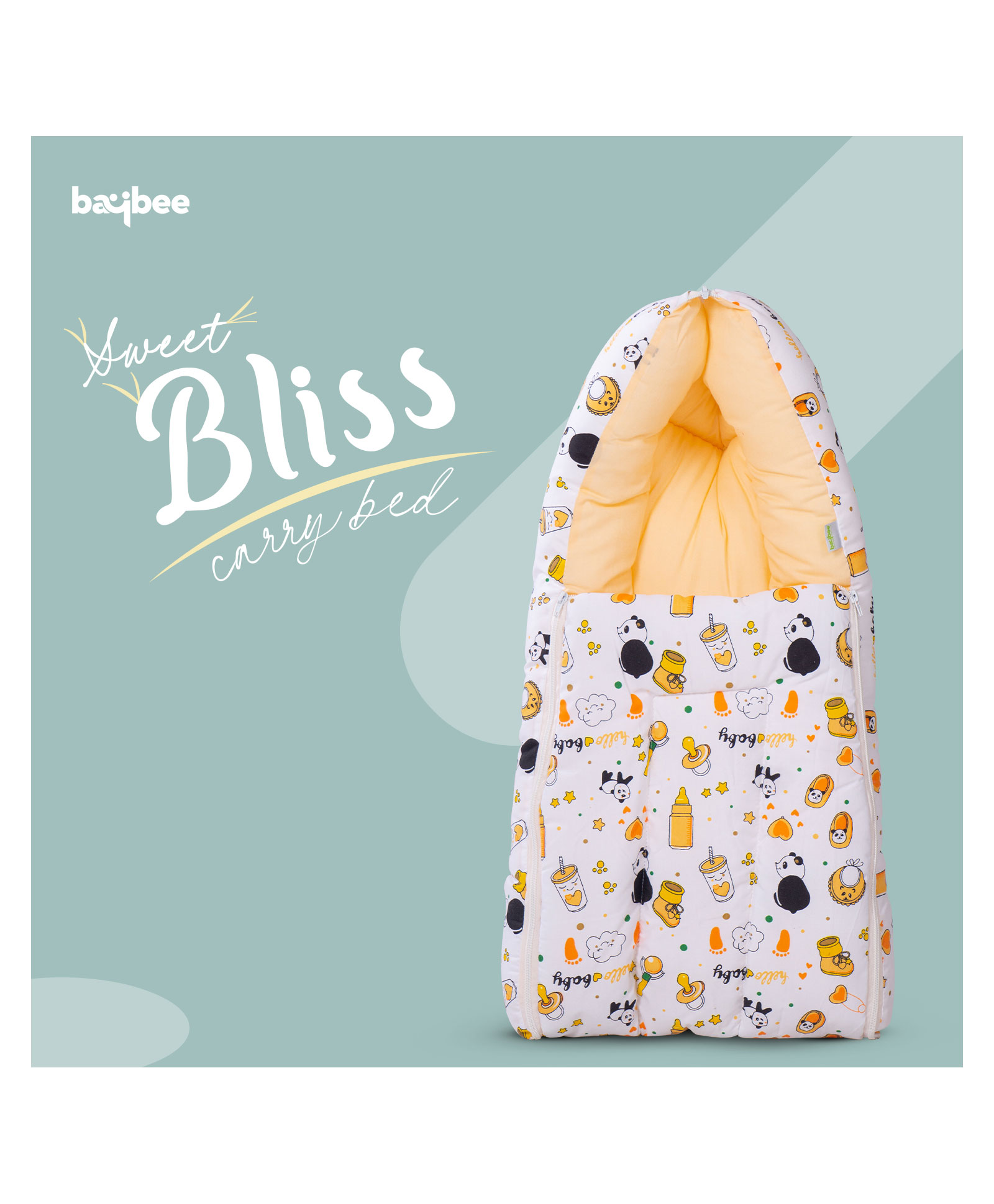 BAYBEE Baby Cotton Bed Cum Carry Bed Printed Baby Sleeping Bag - Orange-picture-25