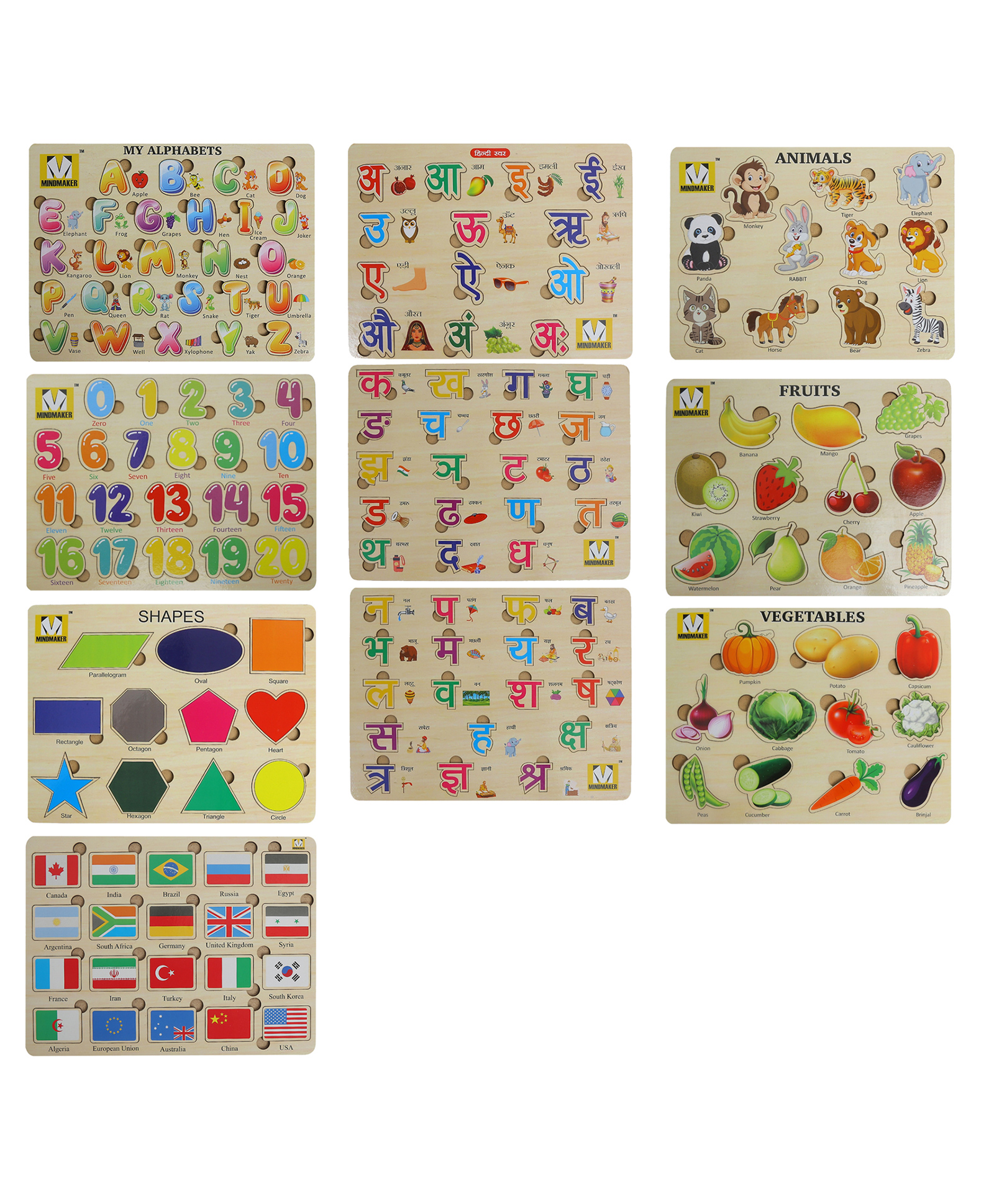 MINDMAKER Wooden Puzzle without Knobs Educational and Learning Toy for Kids Set 10 - 160 Pieces-image-25