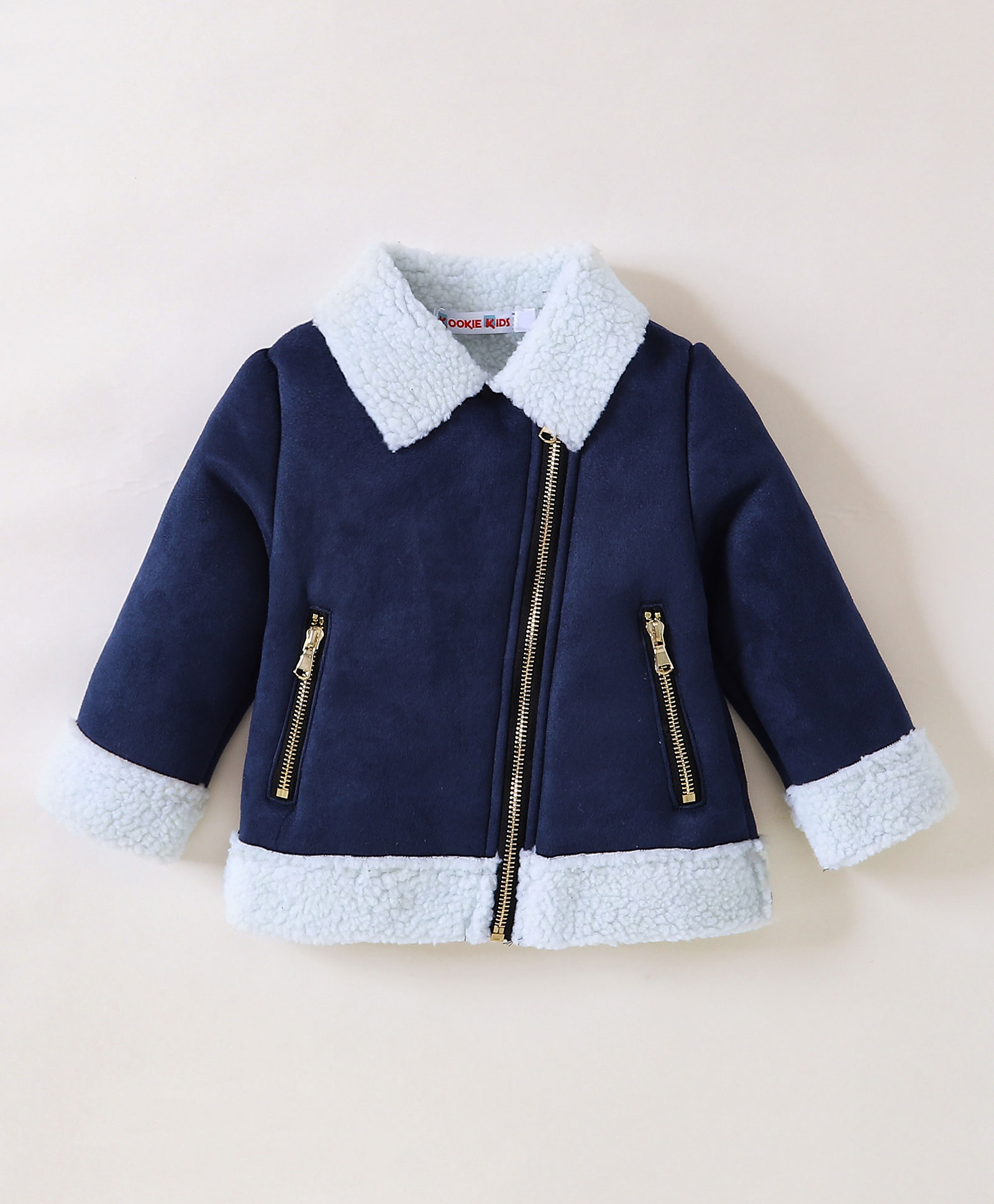 Kookie Kids Full Sleeves Jacket Solid Colour - Navy Blue-image-36