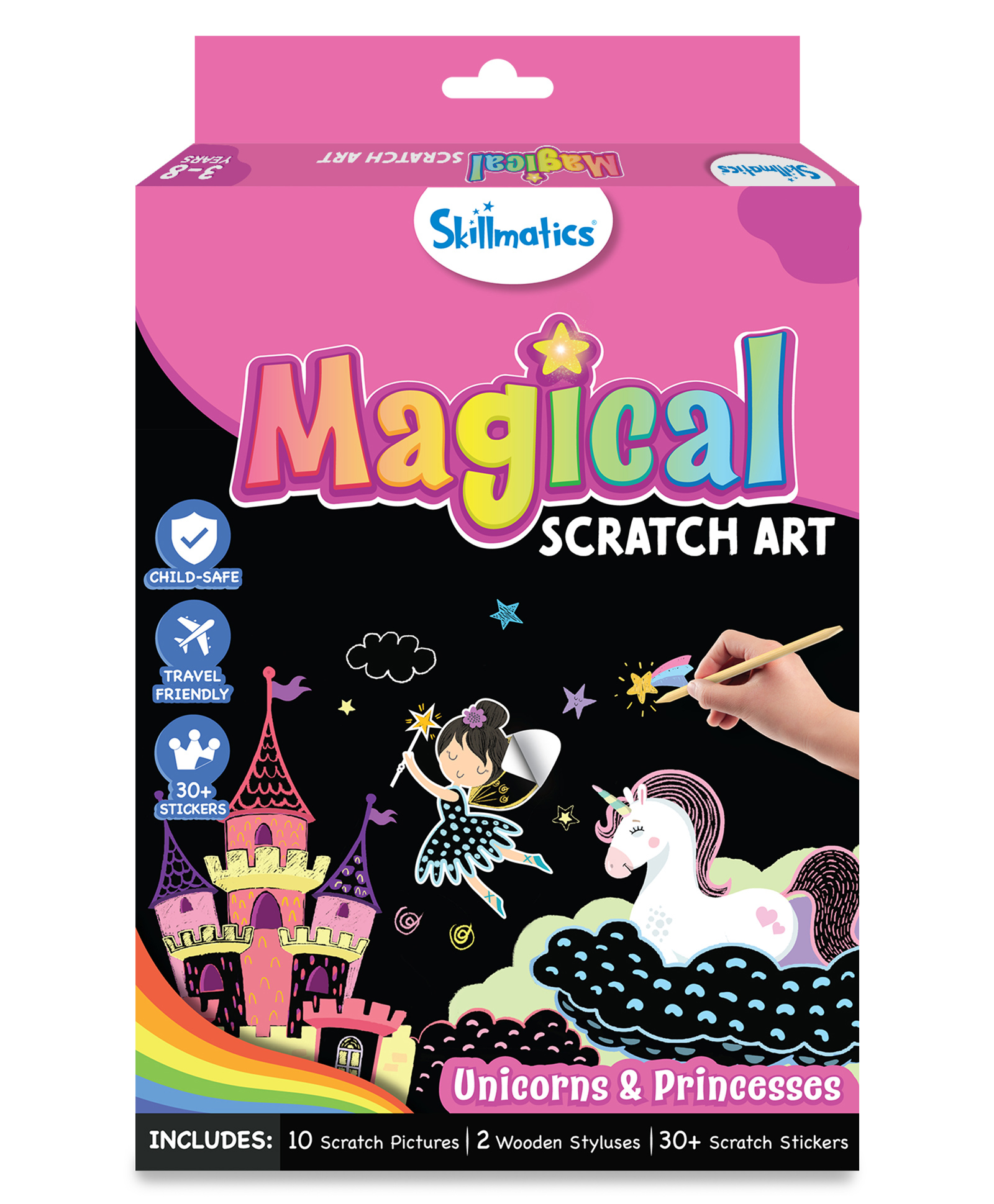 Skillmatics Magical Scratch Art Book for Kids Unicorns & Princesses Craft Kits DIY Activity & Stickers Gifts - Multicolor-picture-11