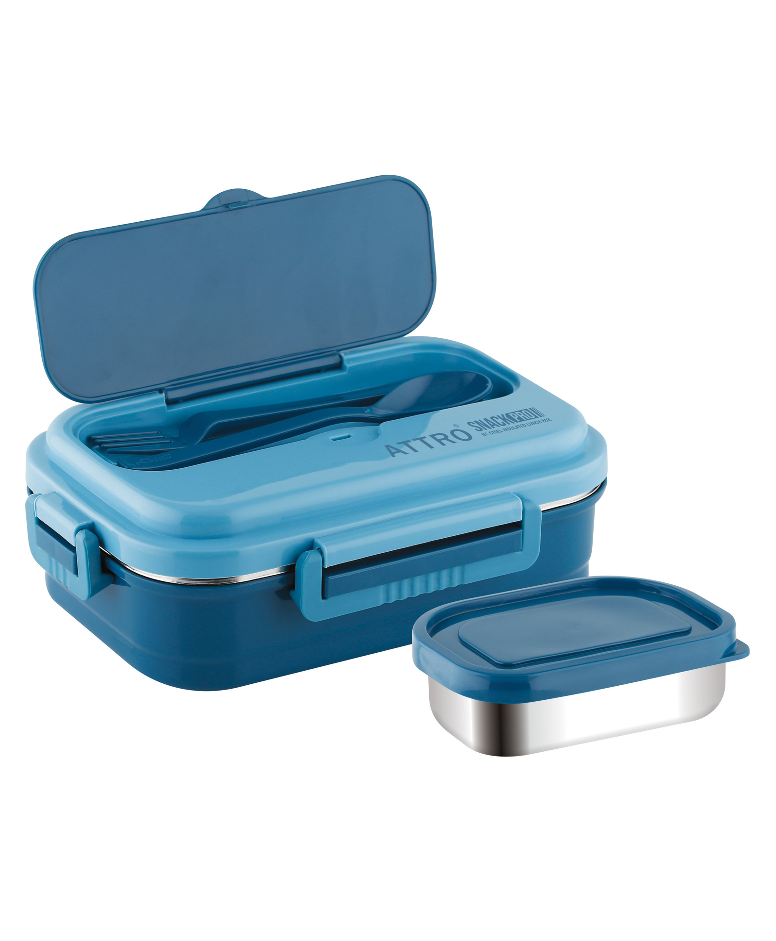 Attro Snackpro Lunch Box Airtight & Leak Proof Containers with Fork - Sky Blue-picture-15