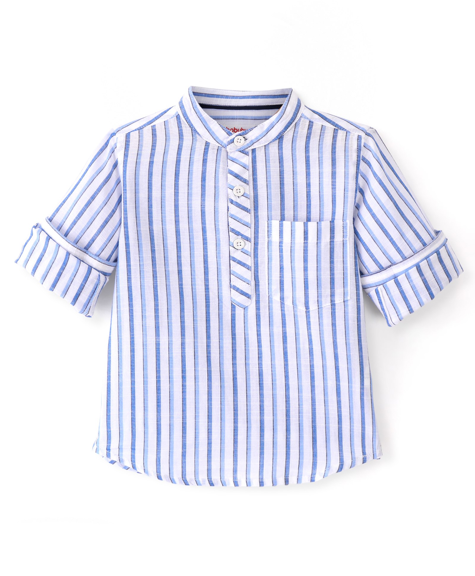 Babyhug Cotton Woven Full Sleeves Kurta Shirt Striped - Blue-picture-10