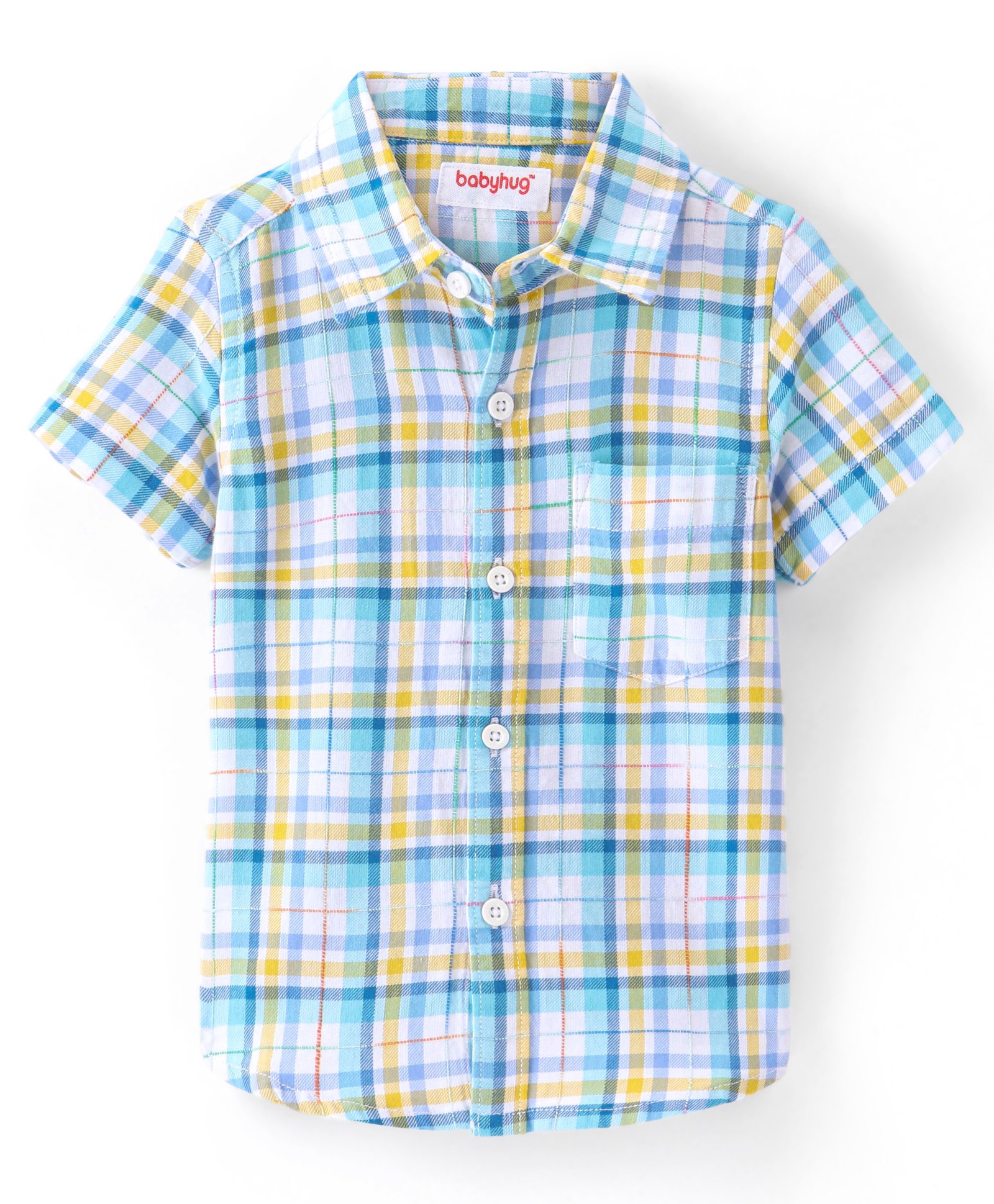 Babyhug Cotton Woven Half Sleeves Checked Shirt - Blue-picture-24