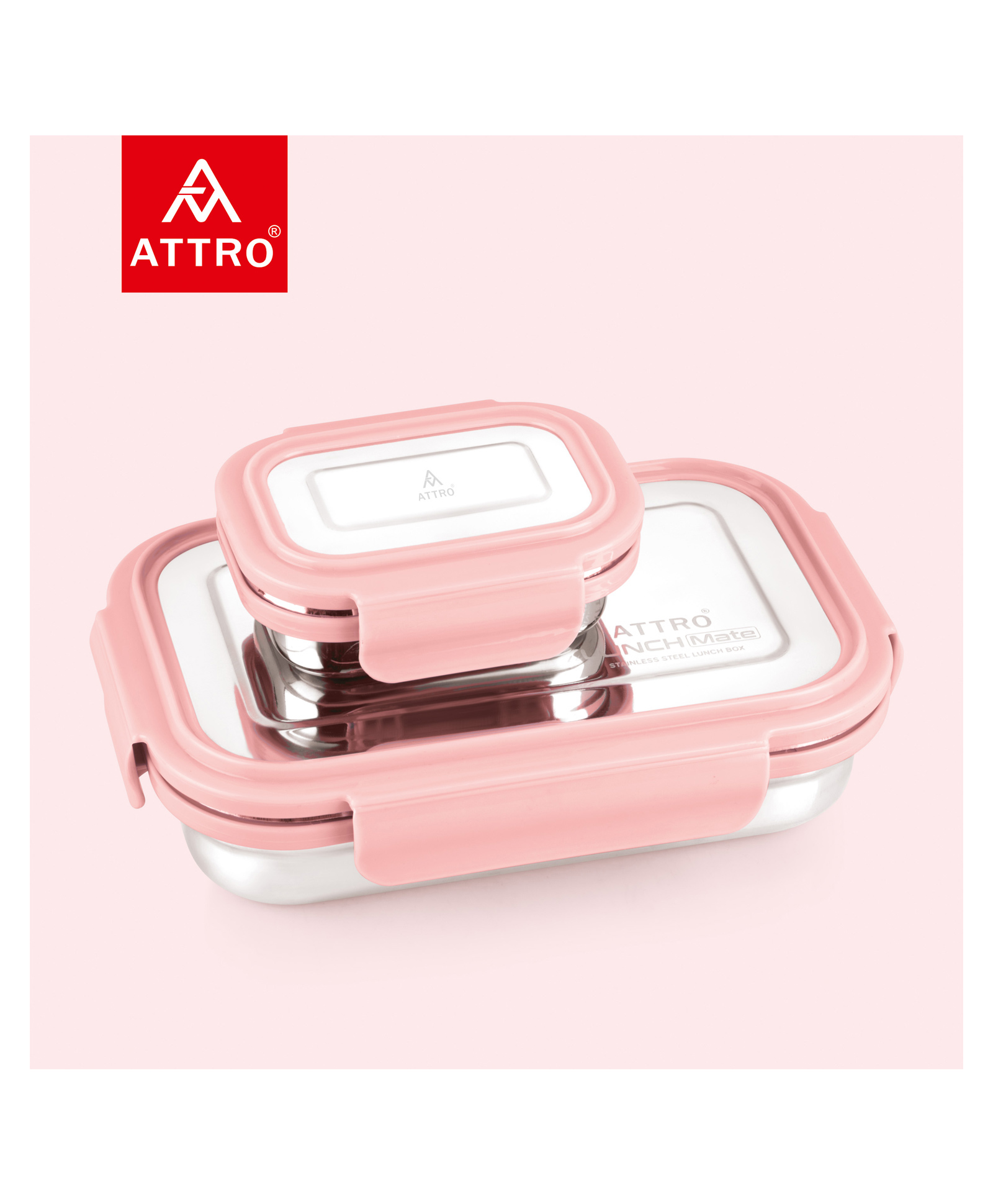 Attro Lunchmate Stainless Steel Airtight Leak Proof Lunch Box - Peach-picture-25