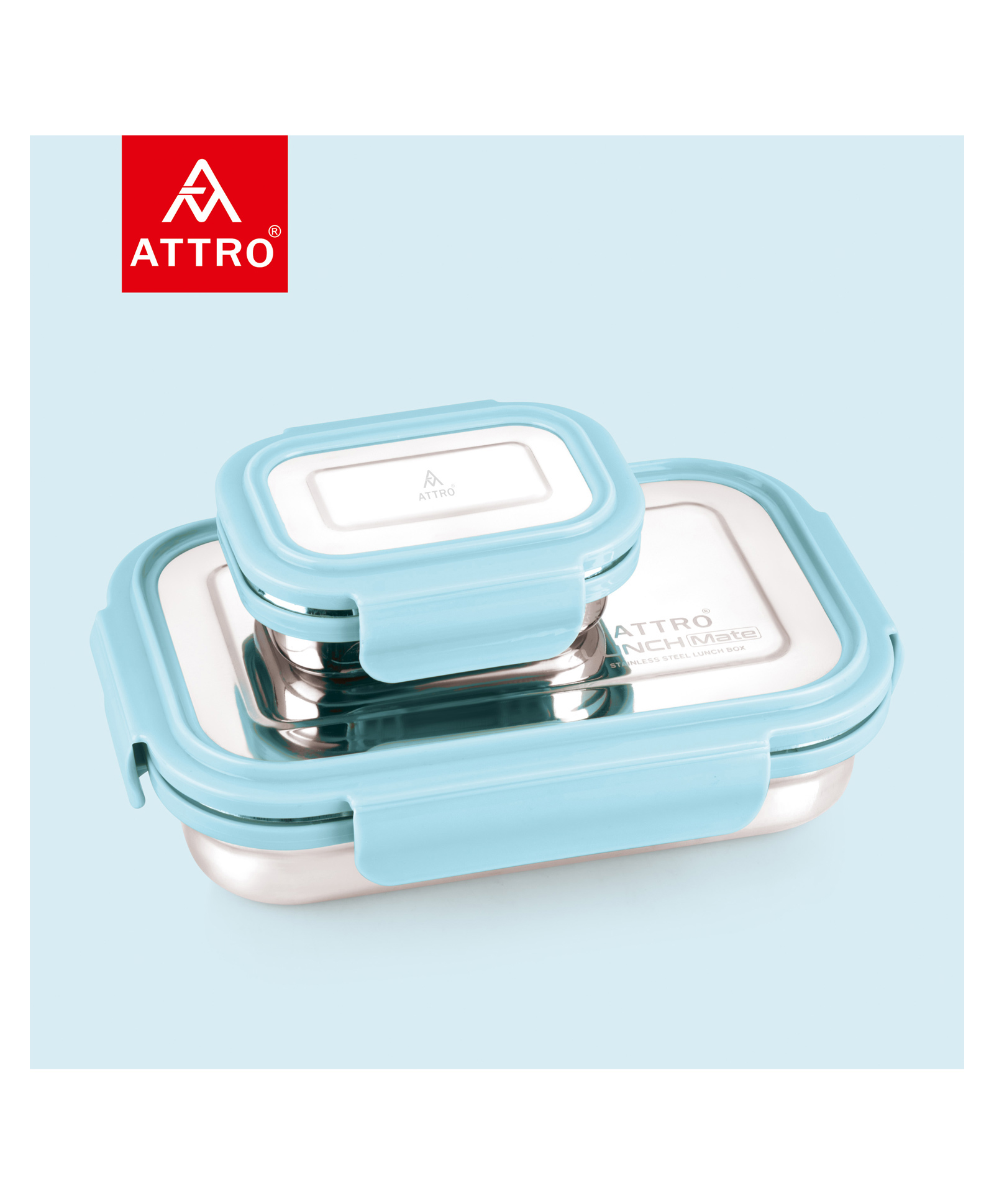 Attro Lunchmate Stainless Steel Airtight Leak Proof Lunch Box - Sky Blue-picture-47