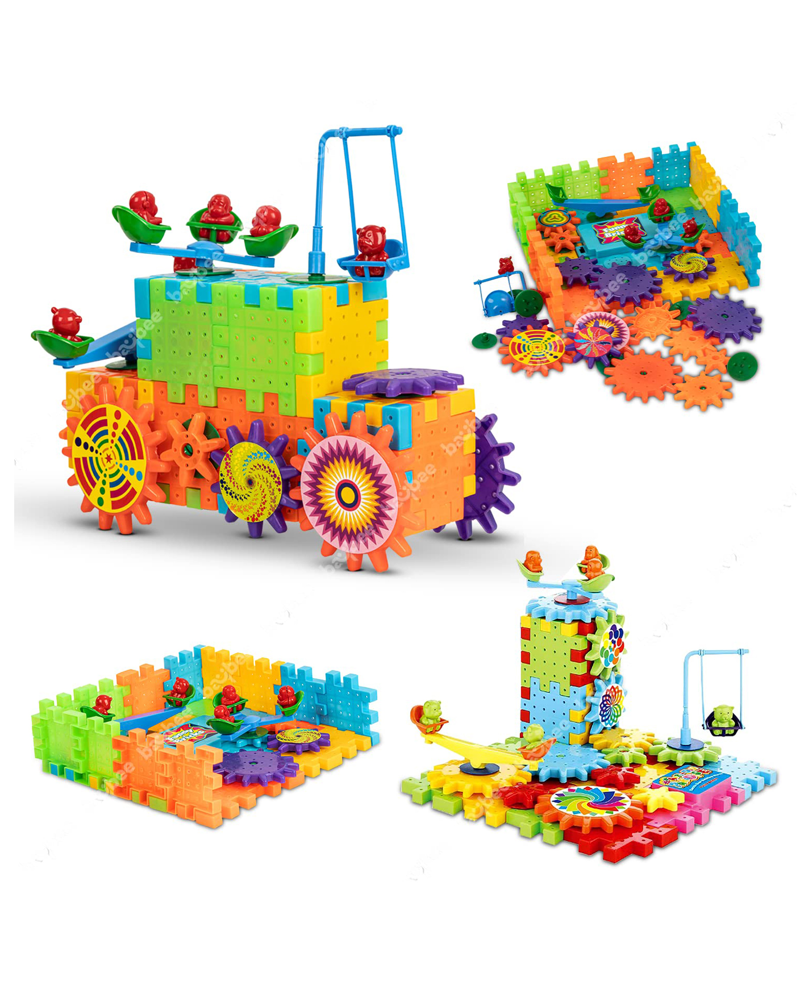 Oskart New-Battery Operated 81pcs Rotating Building Blocks with Gears for STEM Learning Educational Building Blocks Toys for 5 Years Old Girls and Boys-image-41