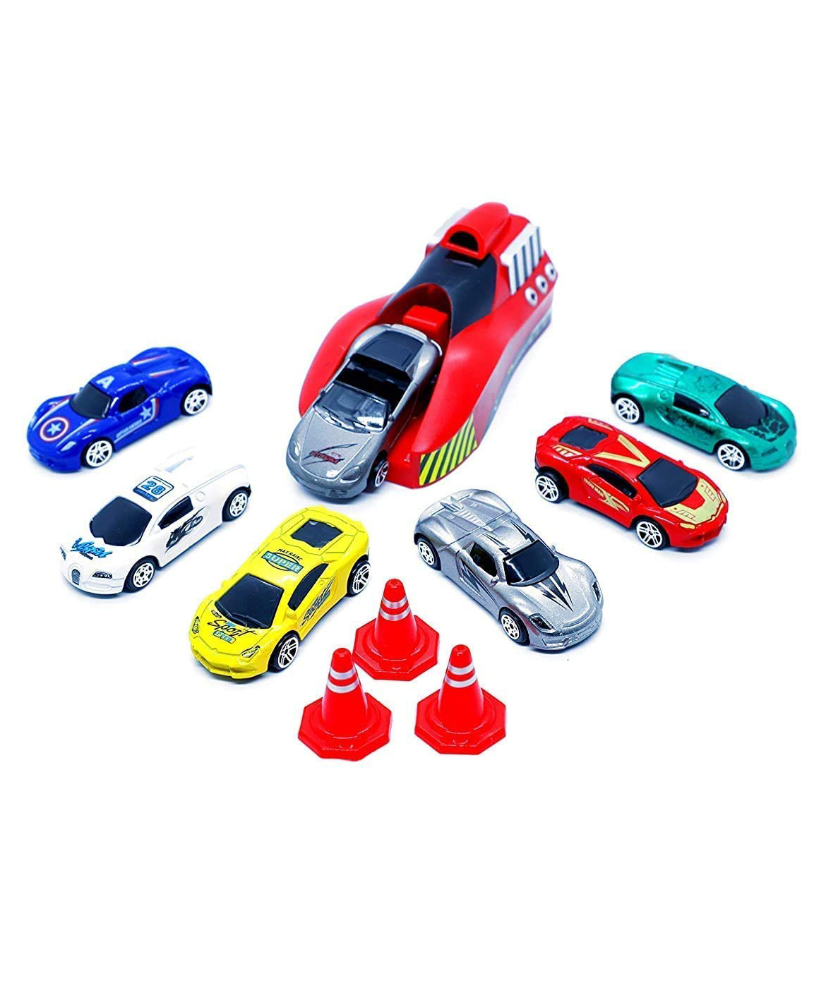 Oskart Rapid Car Launcher with 7 Metal Master Racer Cars and One Launcher Hot Cars Launchers Set with Free Wheels in Metal Racing Car Launcher Set 7 in 1 Speed Car Launcher Set - Multicolor-picture-23