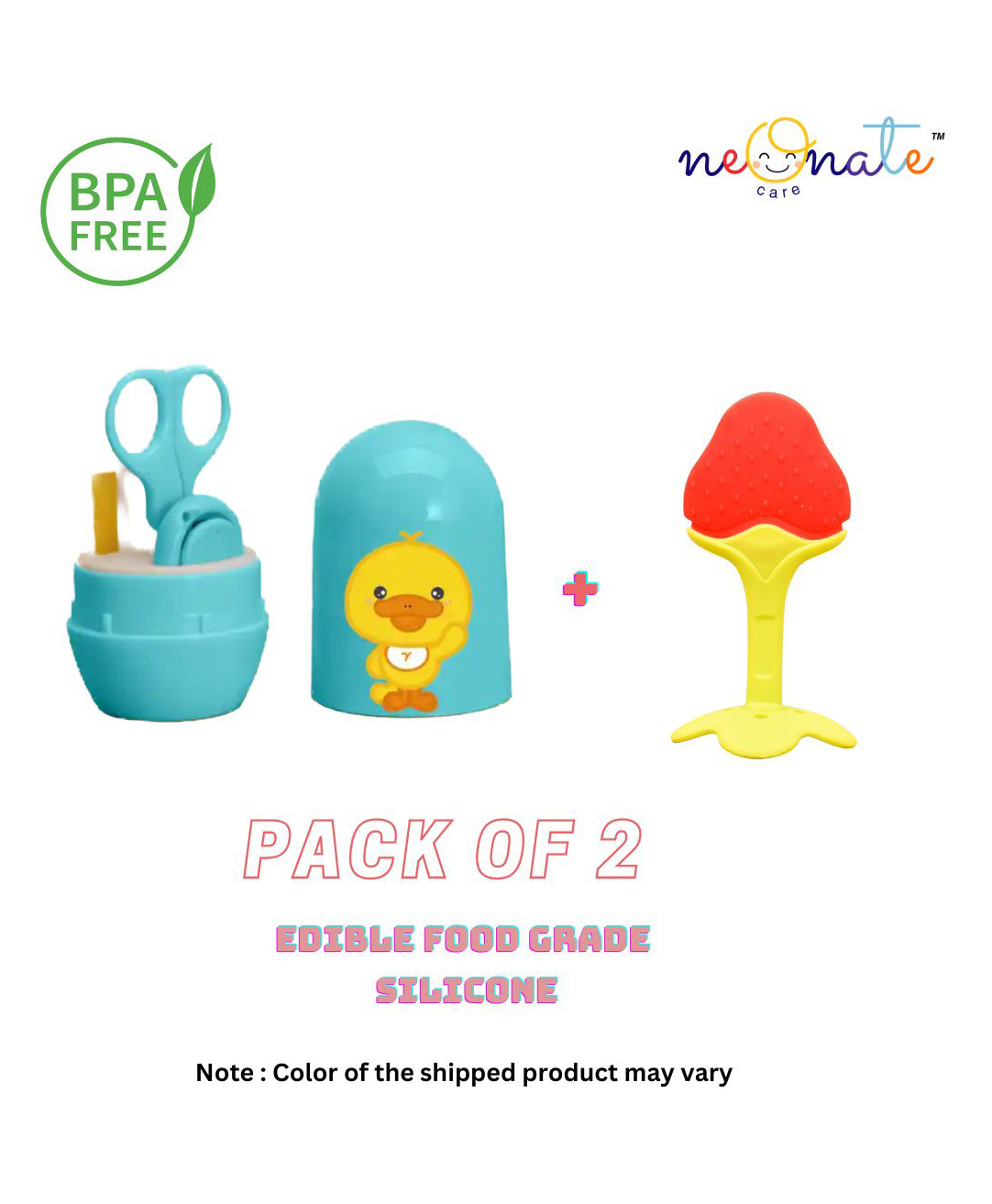 NeonateCare Baby Grooming Manicure & Pedicure Essential Nail Kit with Baby Soft Silicone Baby Fruit Shaped Teether  - ( Blue Oval GK -  Red Fruit Teether)( Color and design may vary)-image-7