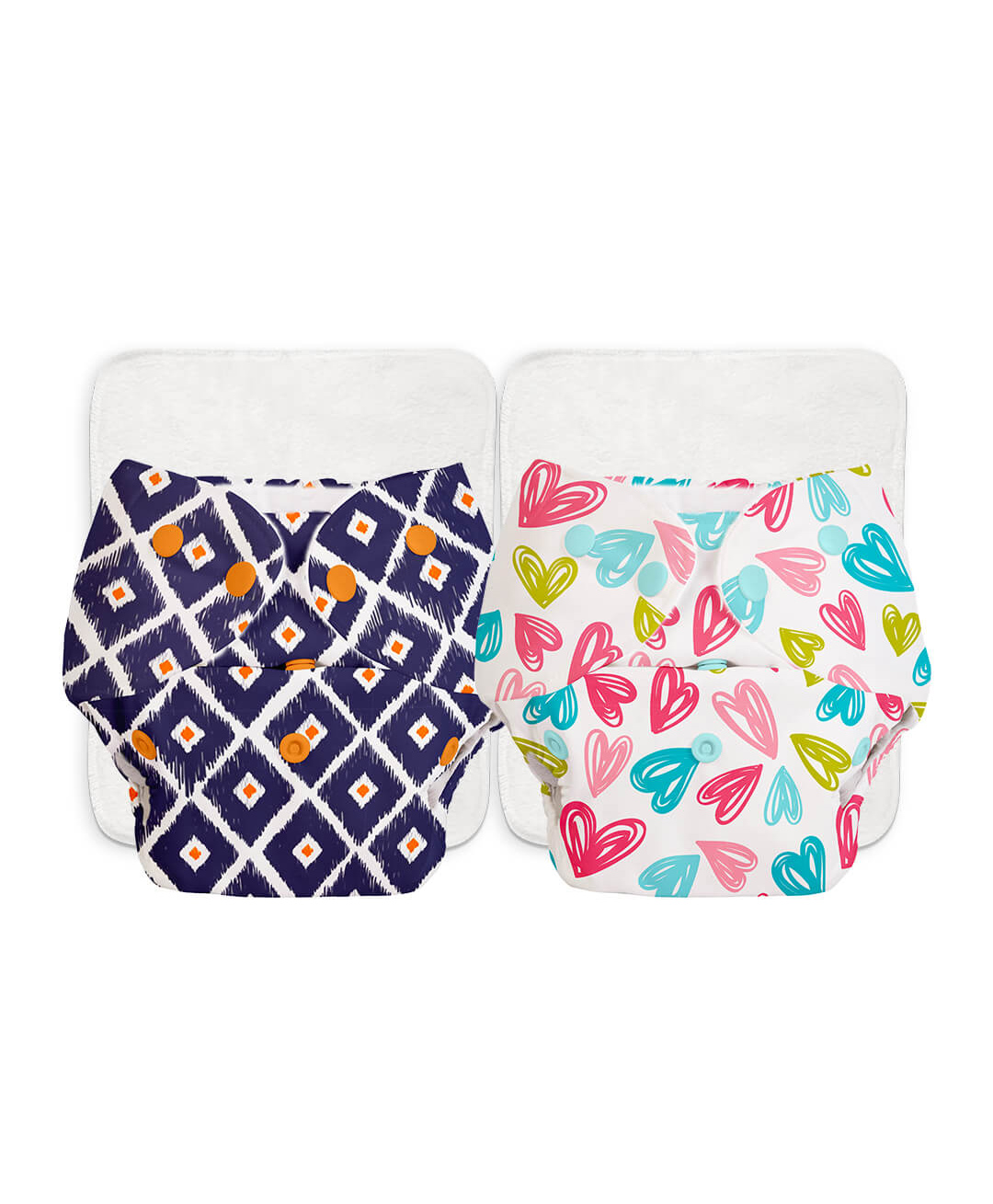 Superbottoms BASIC Washable & Reusable Cloth Diapers, Quick dry high absorption Diapers for Baby (3m-3y) Pack of 2 Freesize - Multicolour-image-43