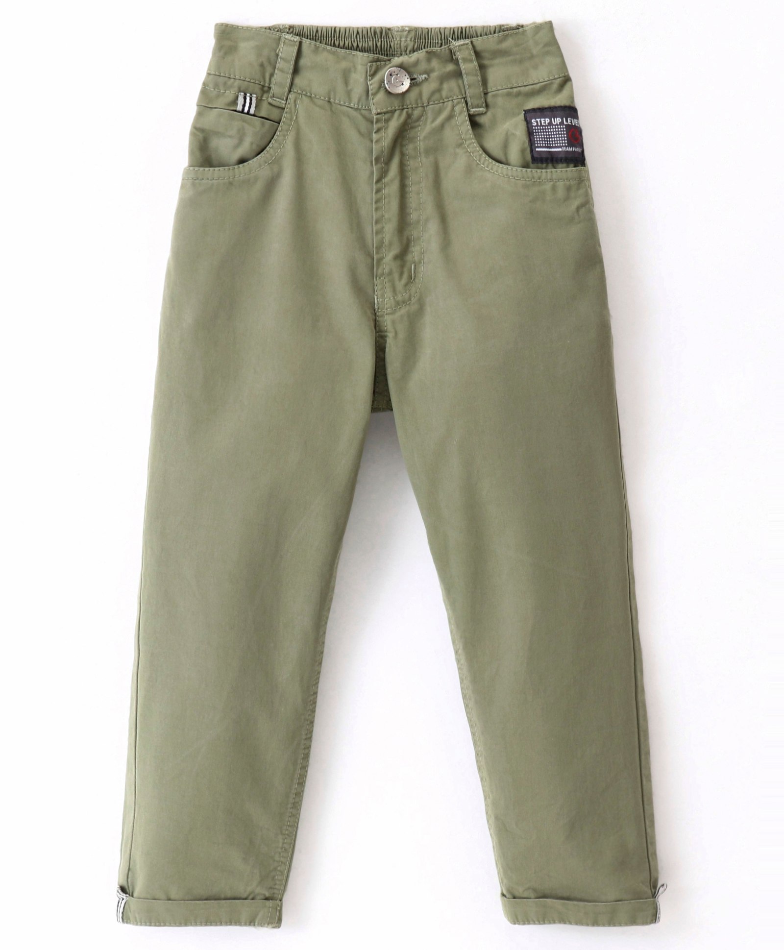 Little Kangaroos Woven Full Length Solid Denim Trouser - Pista Green-picture-14