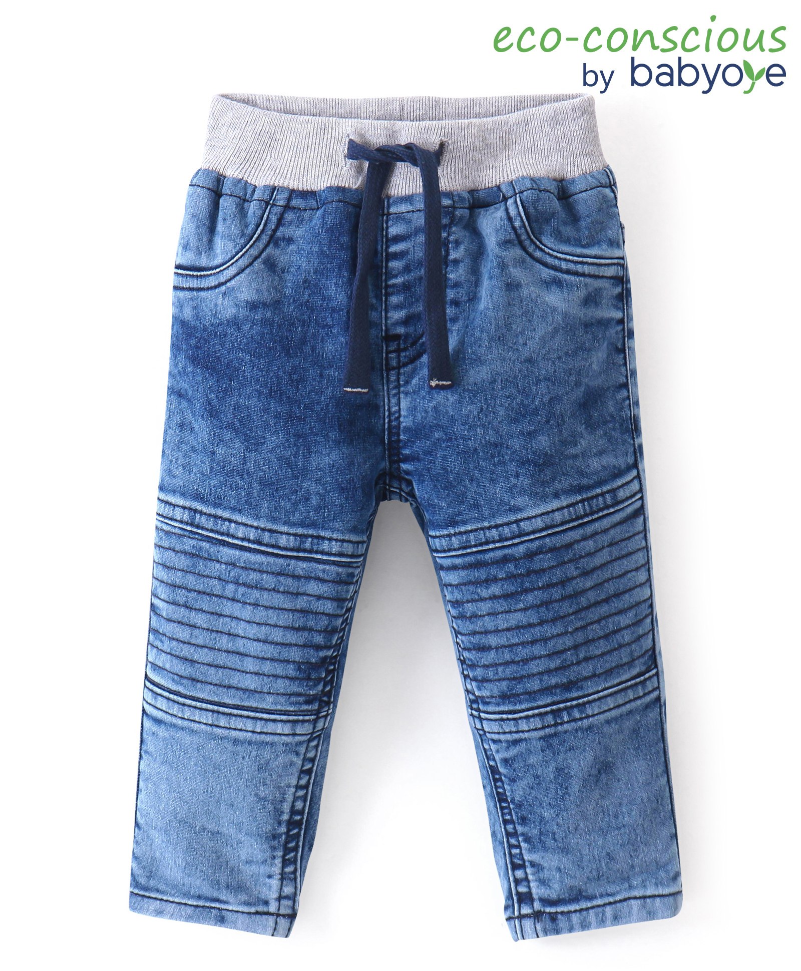 Babyoye Cotton Elastane Full Length Solid Dyed Jeans- Blue-picture-13