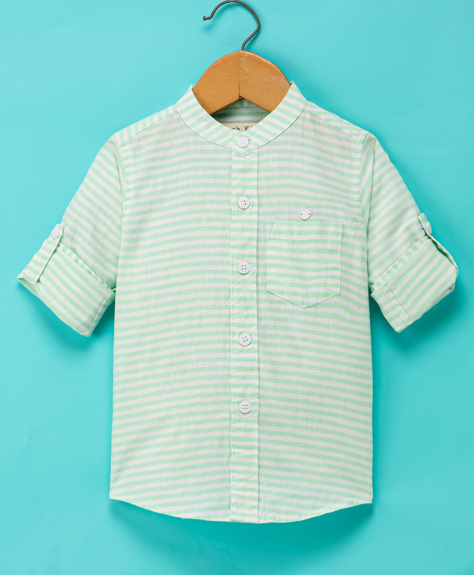 Jash Kids Cotton Woven Full Sleeves Striped Shirt - Green-picture-0